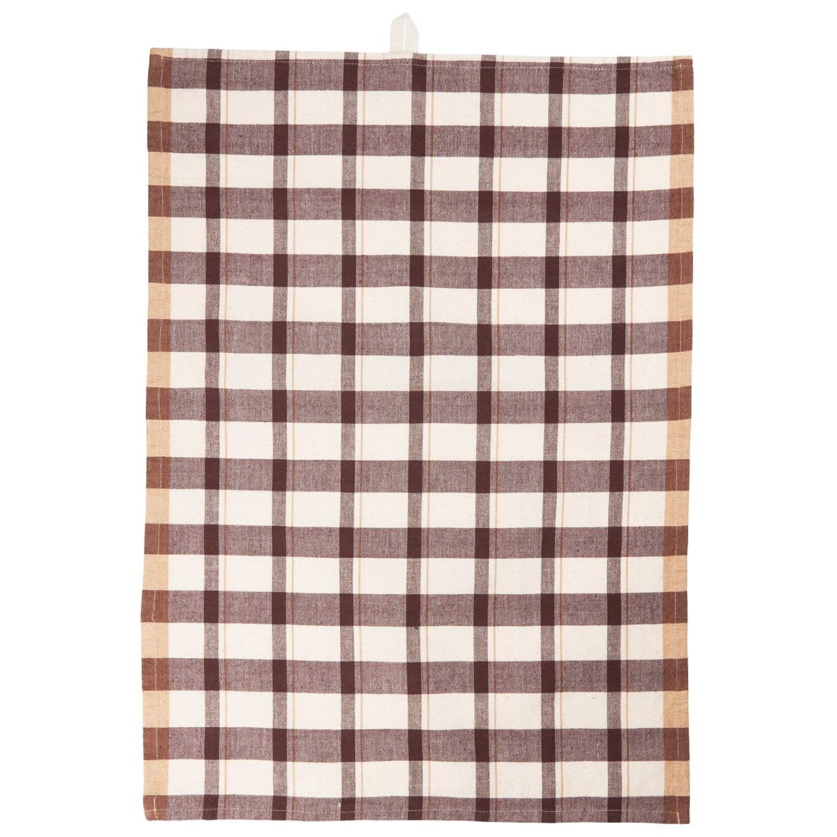 Linge à vaisselle grands carreaux marron