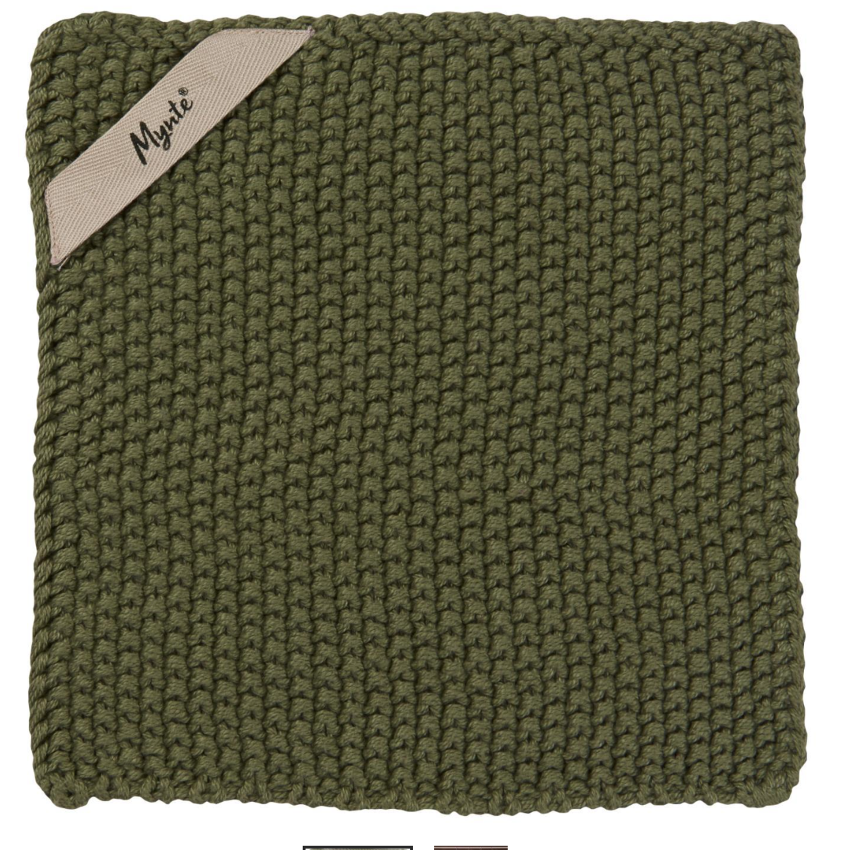 Olive knitted potholder