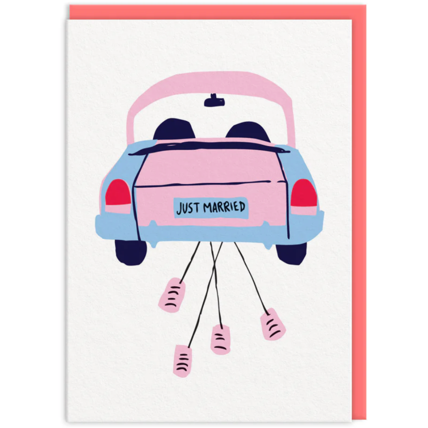 Greeting card - Car and Cans Just Married