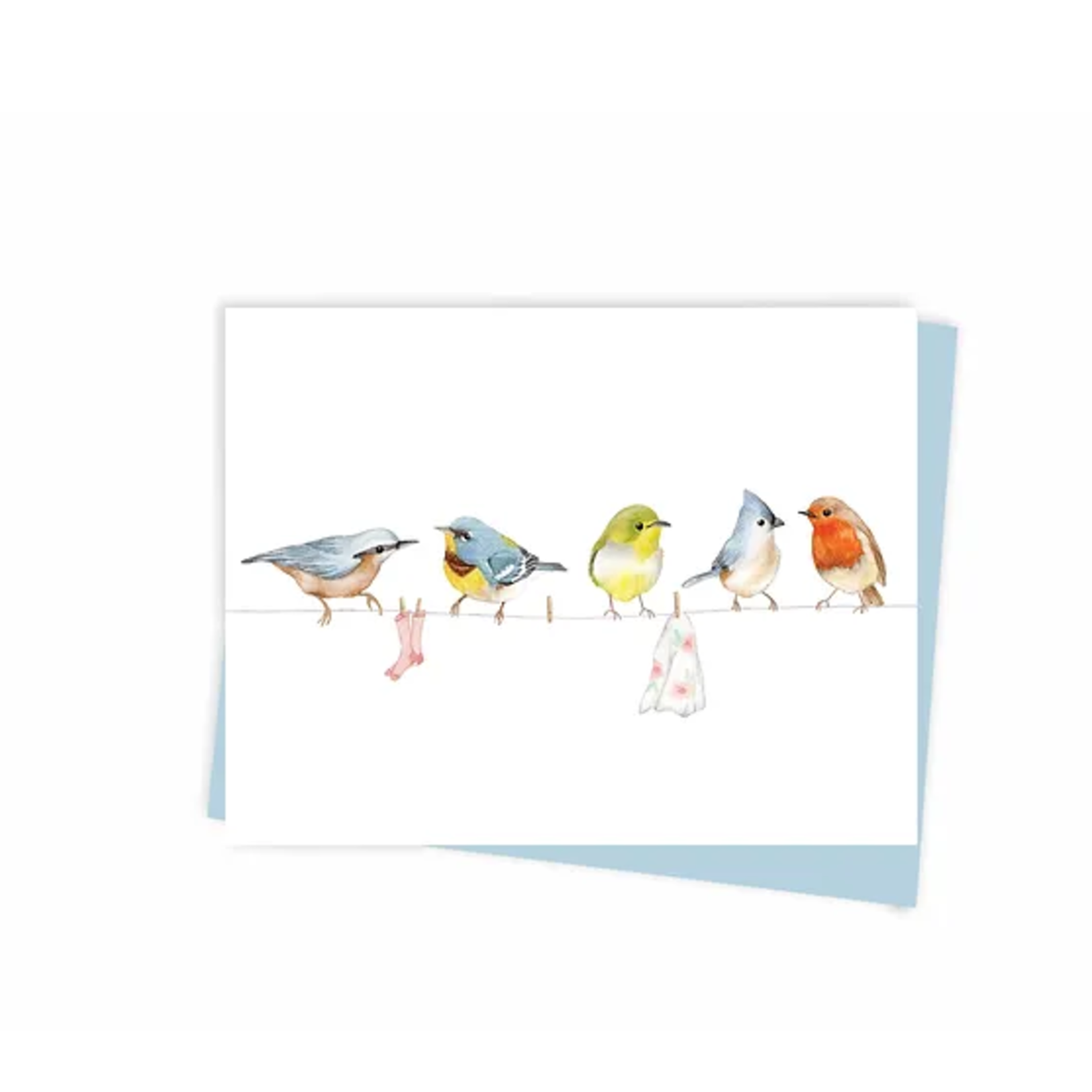 Greeting card - Oiseaux sur la corde à linge