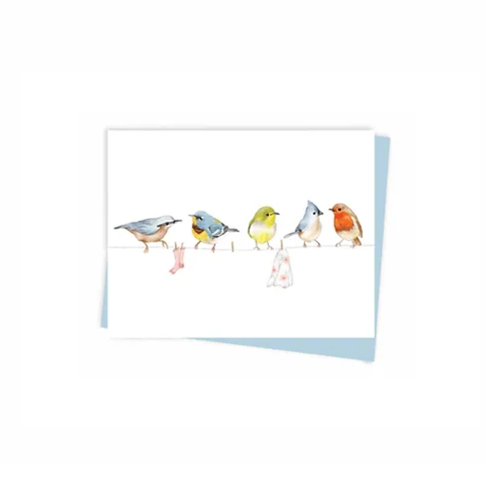 Mini carte - Oiseaux sur la corde à linge