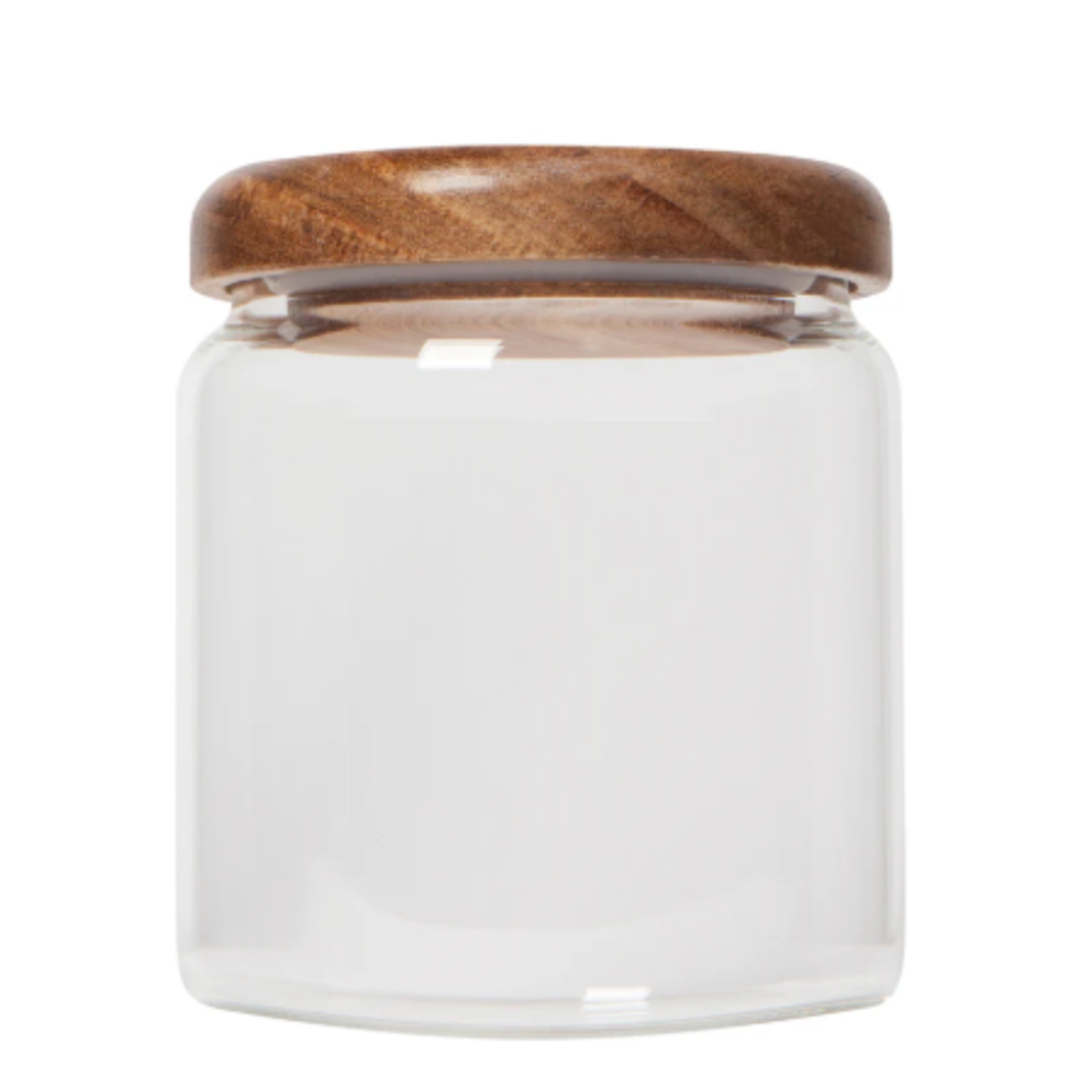Glass jar with acacia lid