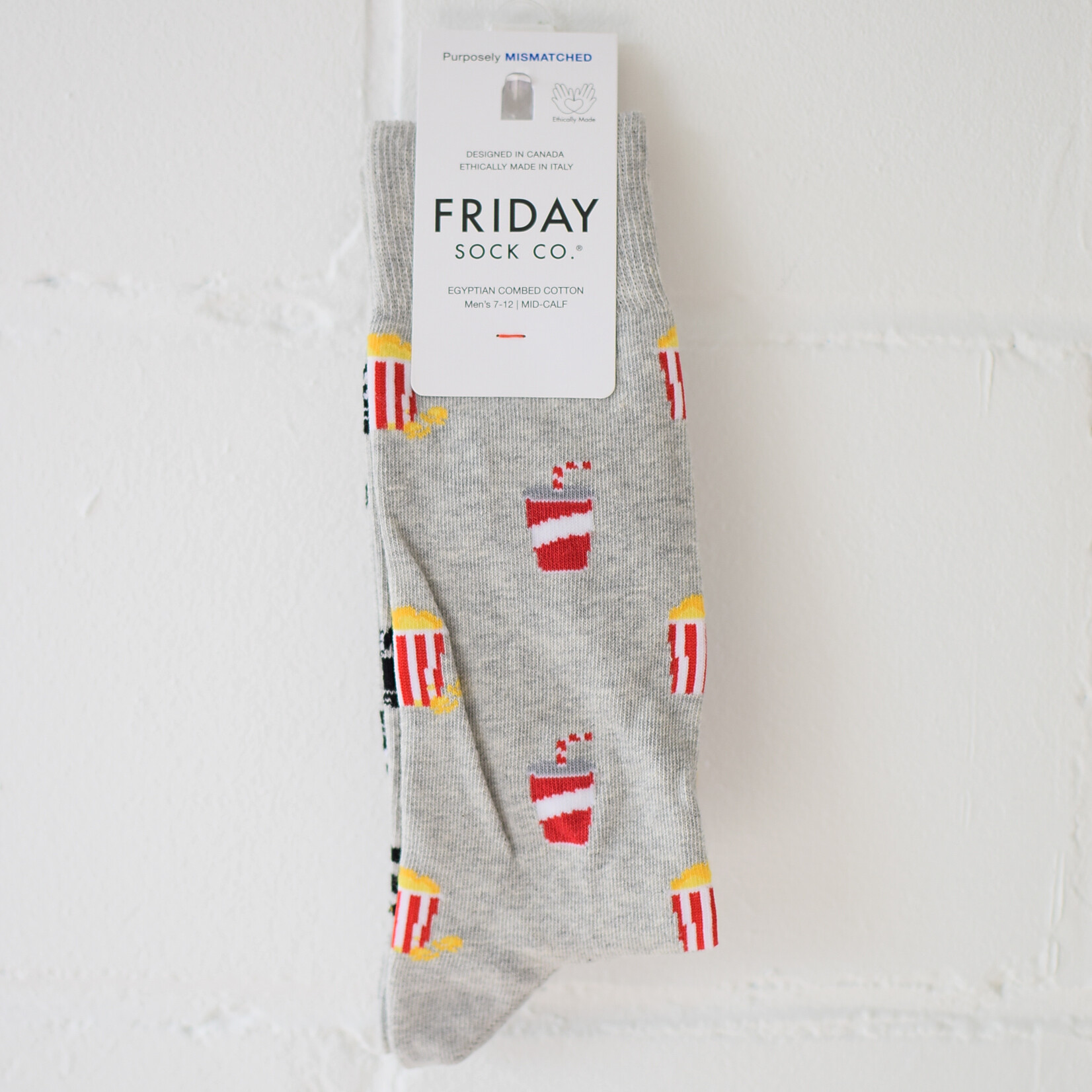 Men's socks 7-12 Camera and popcorn