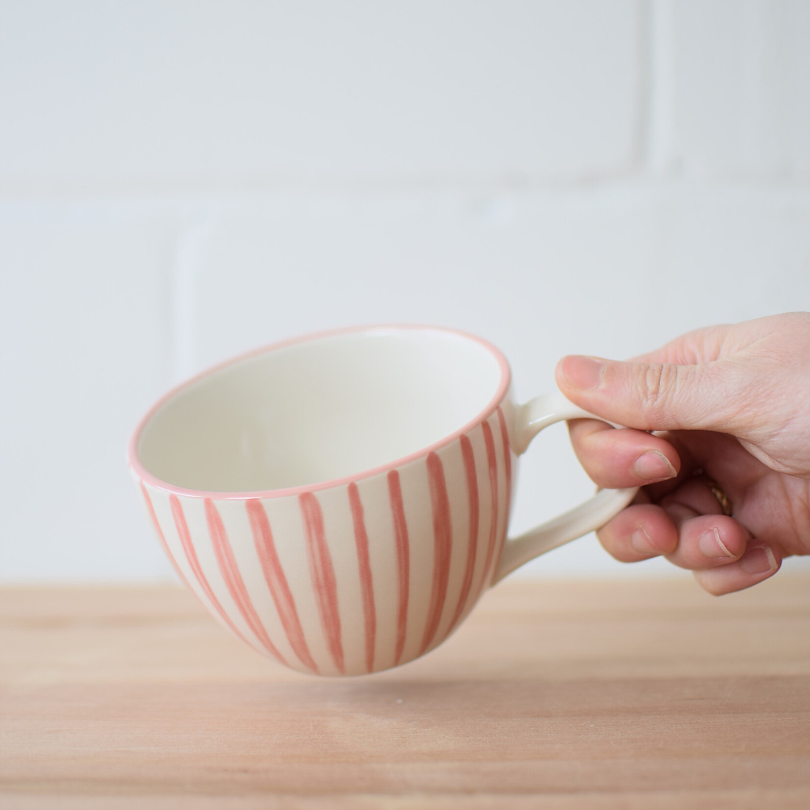 Tasse rayures Cabana rose