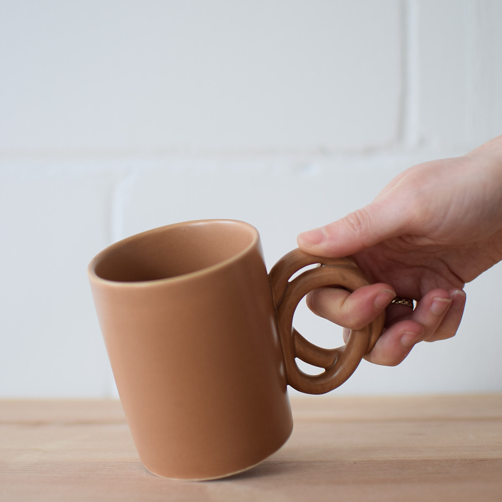 Nude double-handled mug