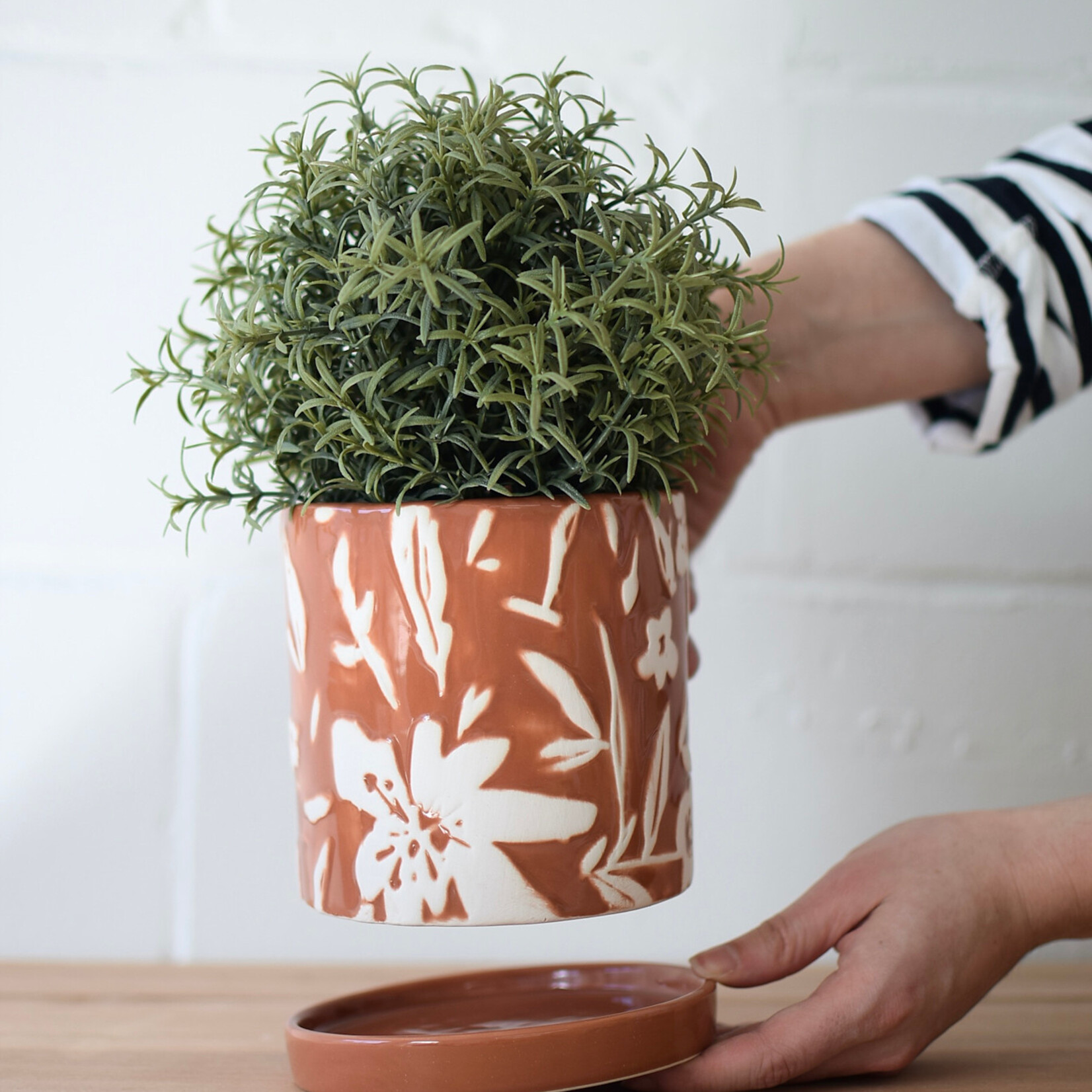Orange Floral Pot