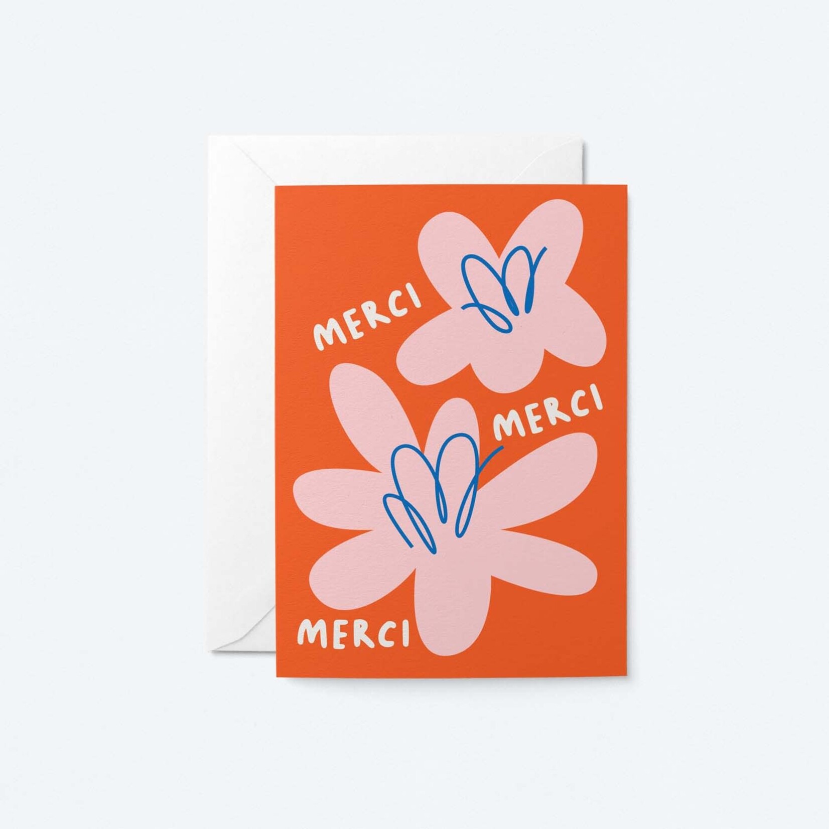 Carte de souhaits - Merci Fleurs oranges