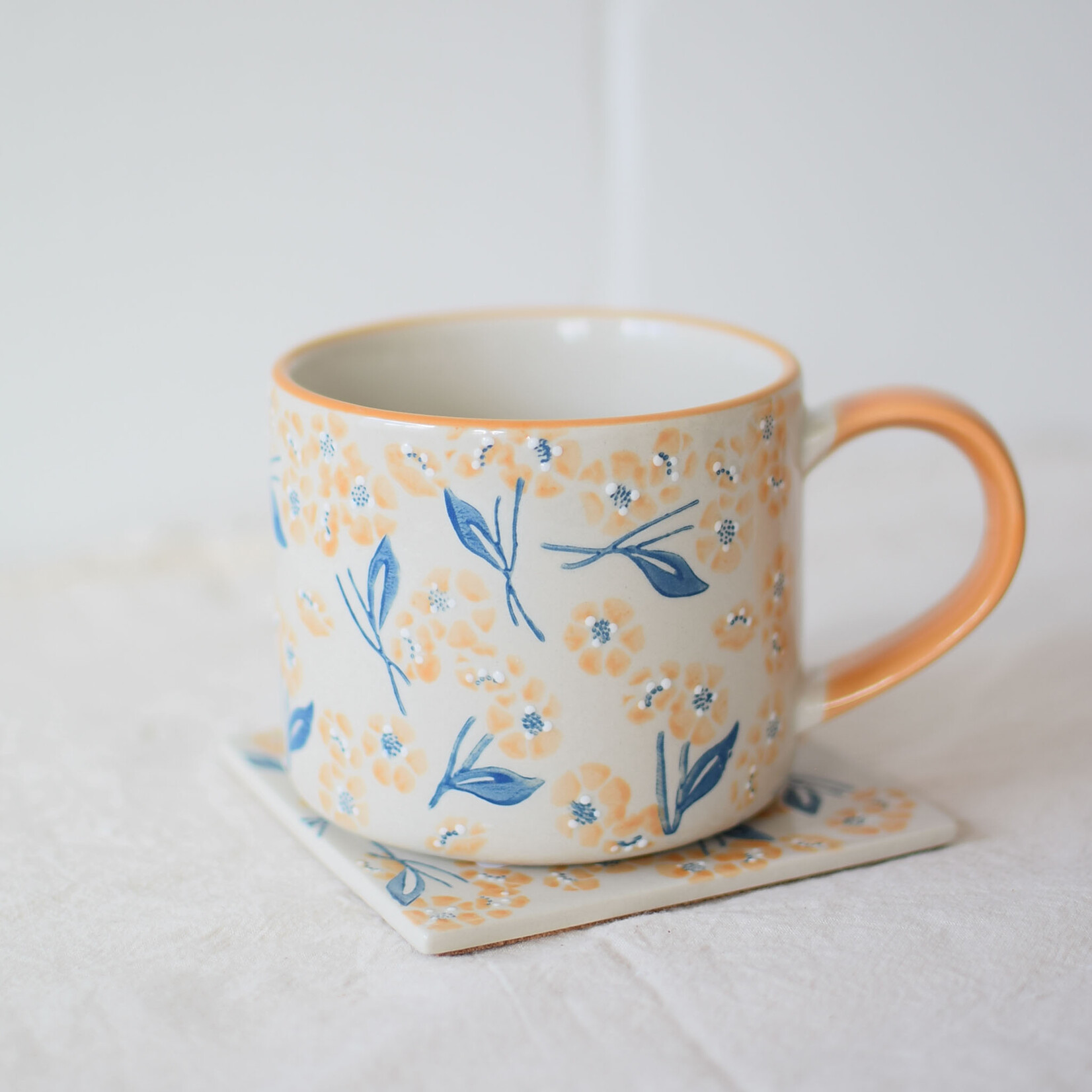 Sous-verre Fleurs Oranges