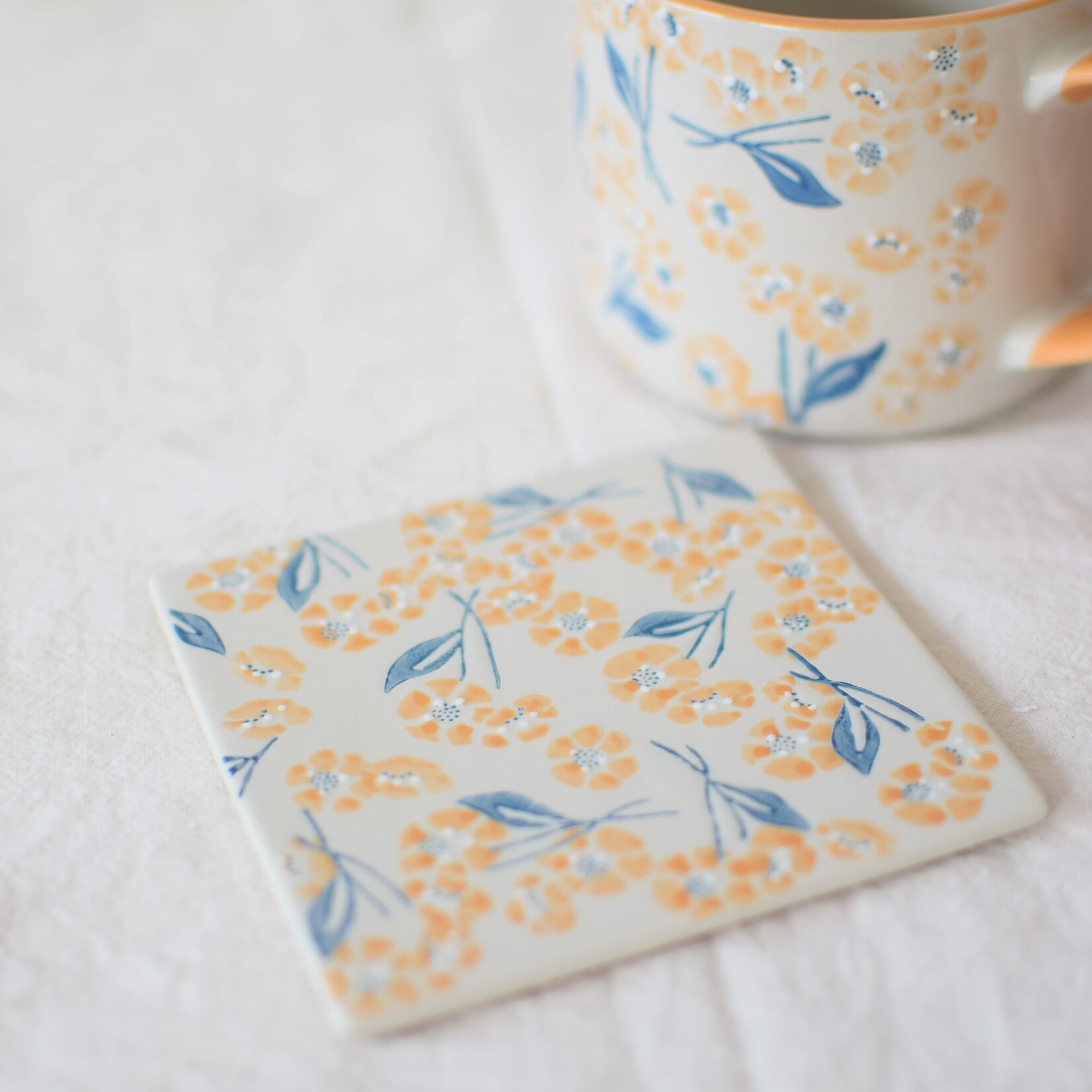 Sous-verre Fleurs Oranges