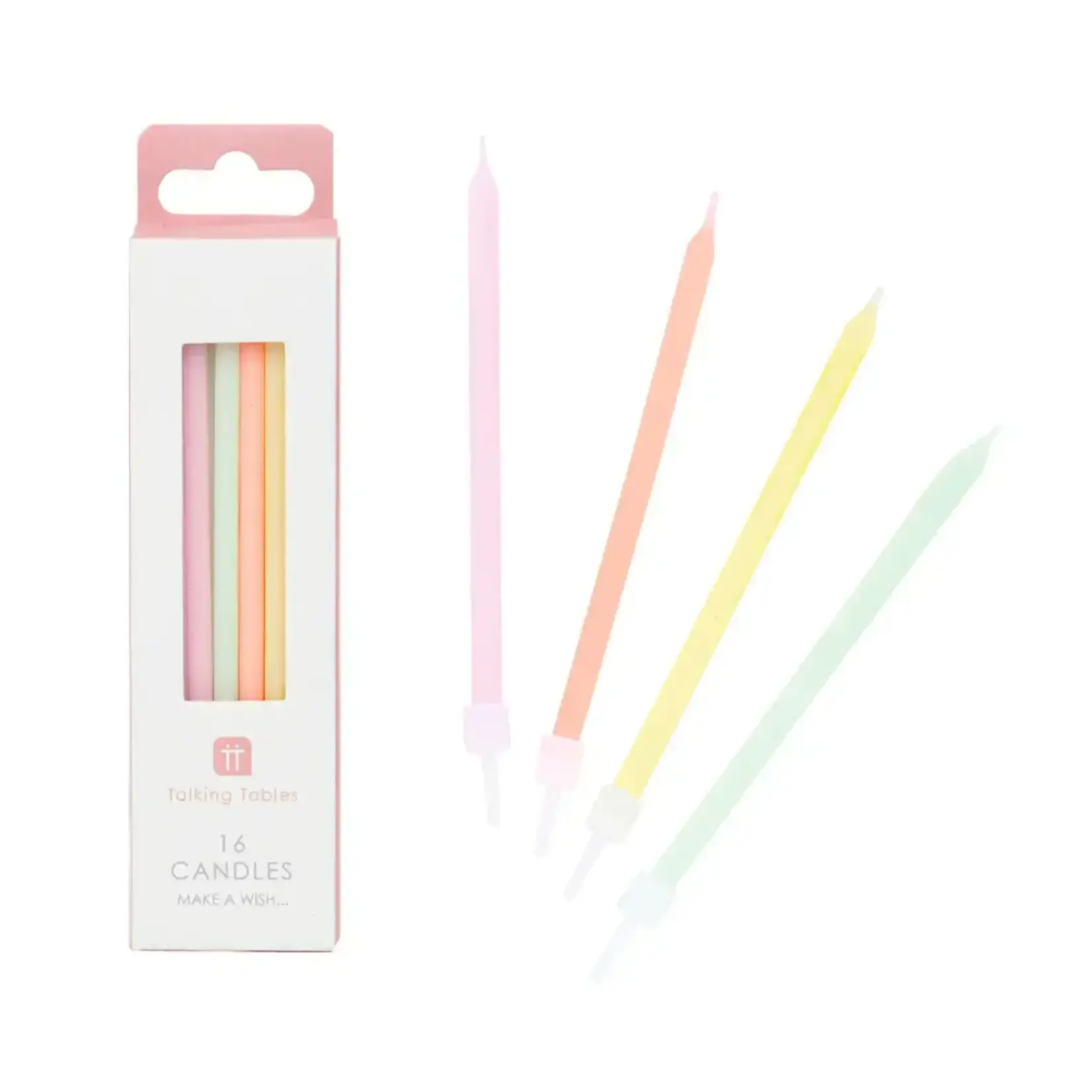 Boîte de 16 bougies d'anniversaire Pastel Arc-en-ciel