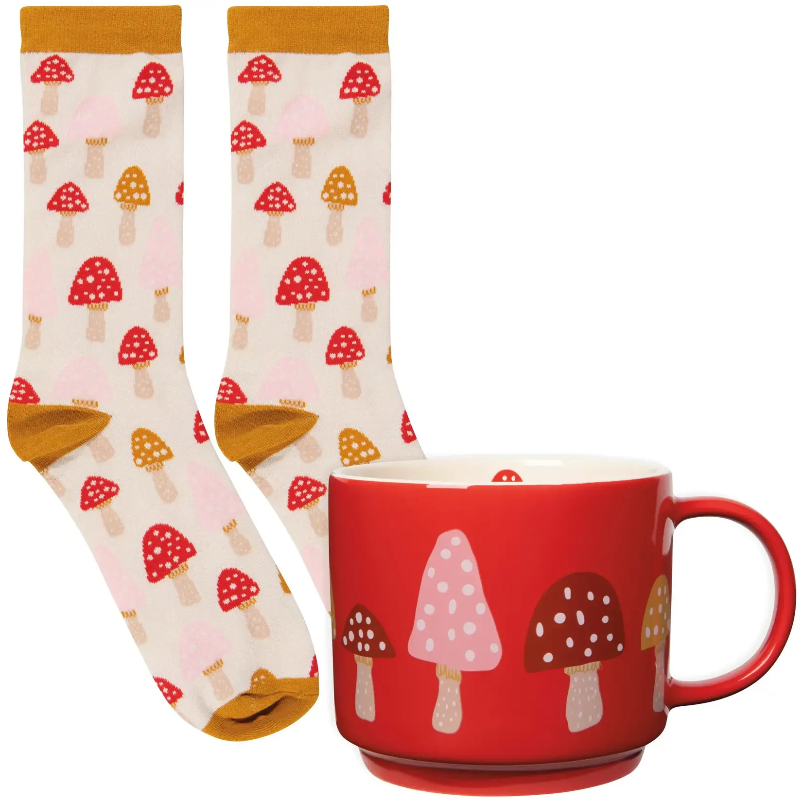 Mushroom Socks and Cup duo