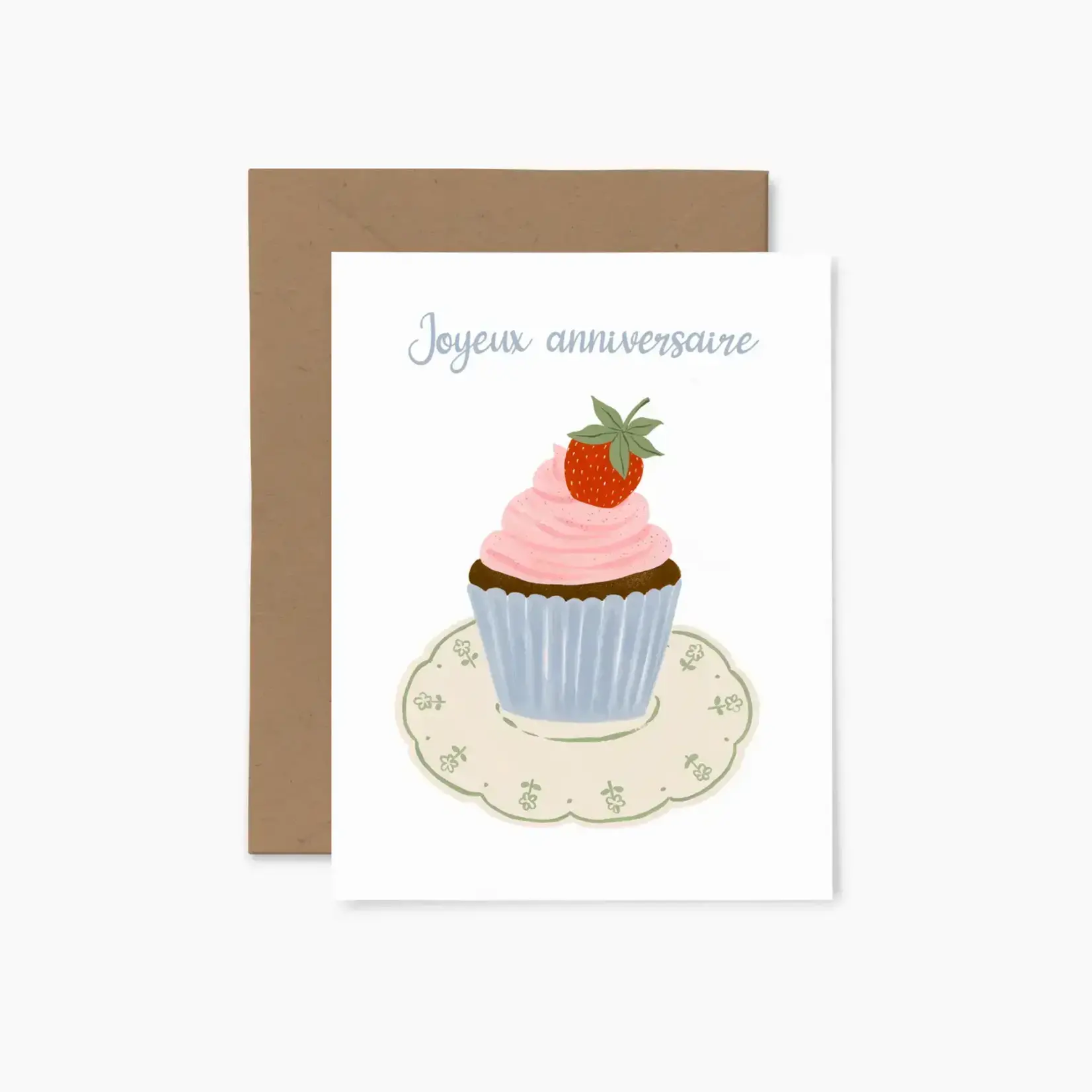 Greeting Card -  Cupcake vintage Birthday (French)