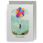 Card - Cat Floating With Birthday Balloons