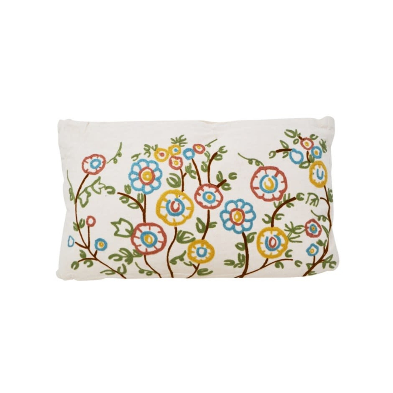 Embroidered Flower Pillow 30x50cm