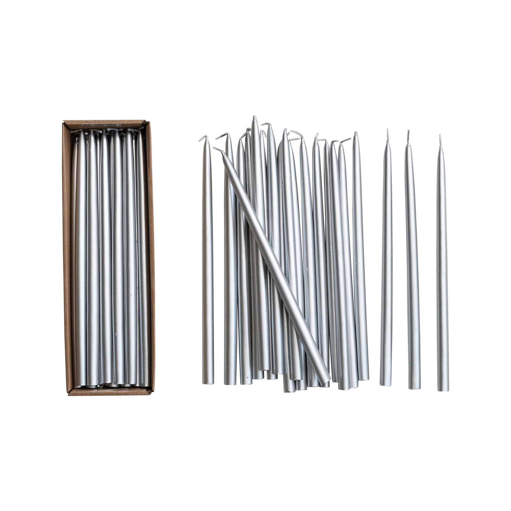 Thin silver candles (5)