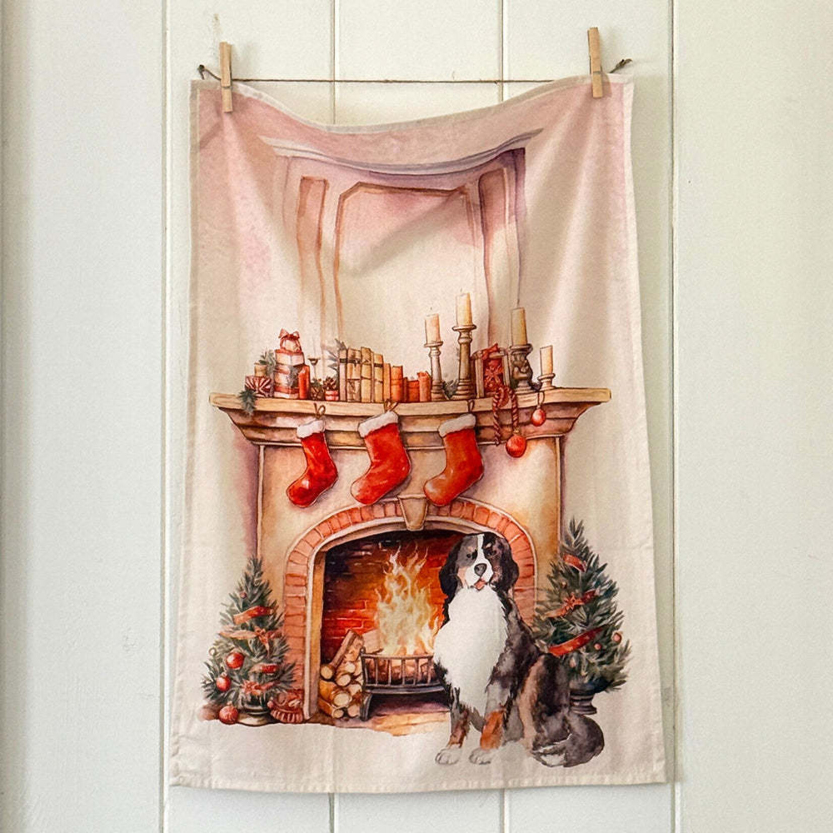 Vintage Christmas Dog Linen