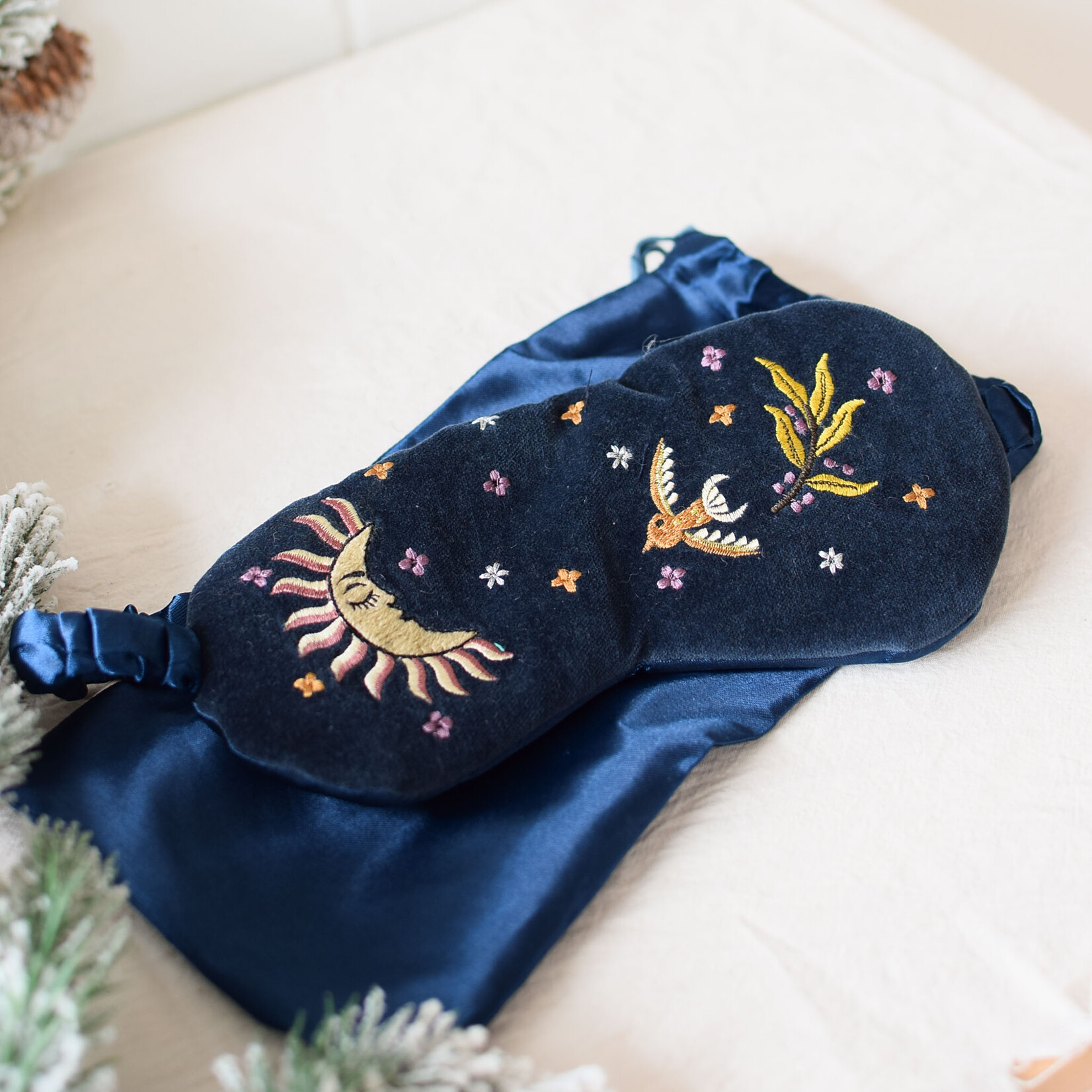 Velvet and satin night mask - Ciel de nuit