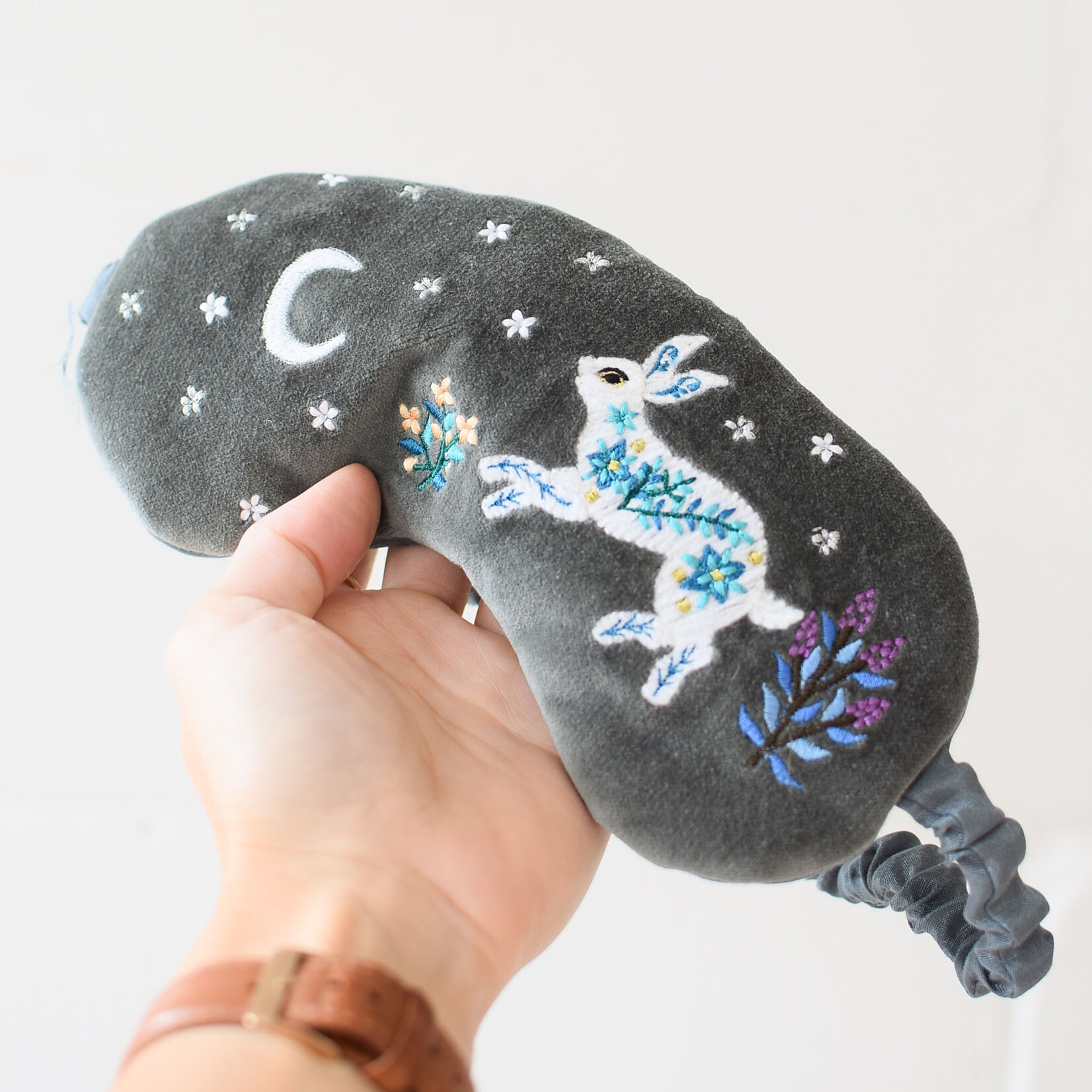 Masque de nuit velours et satin - Lapin