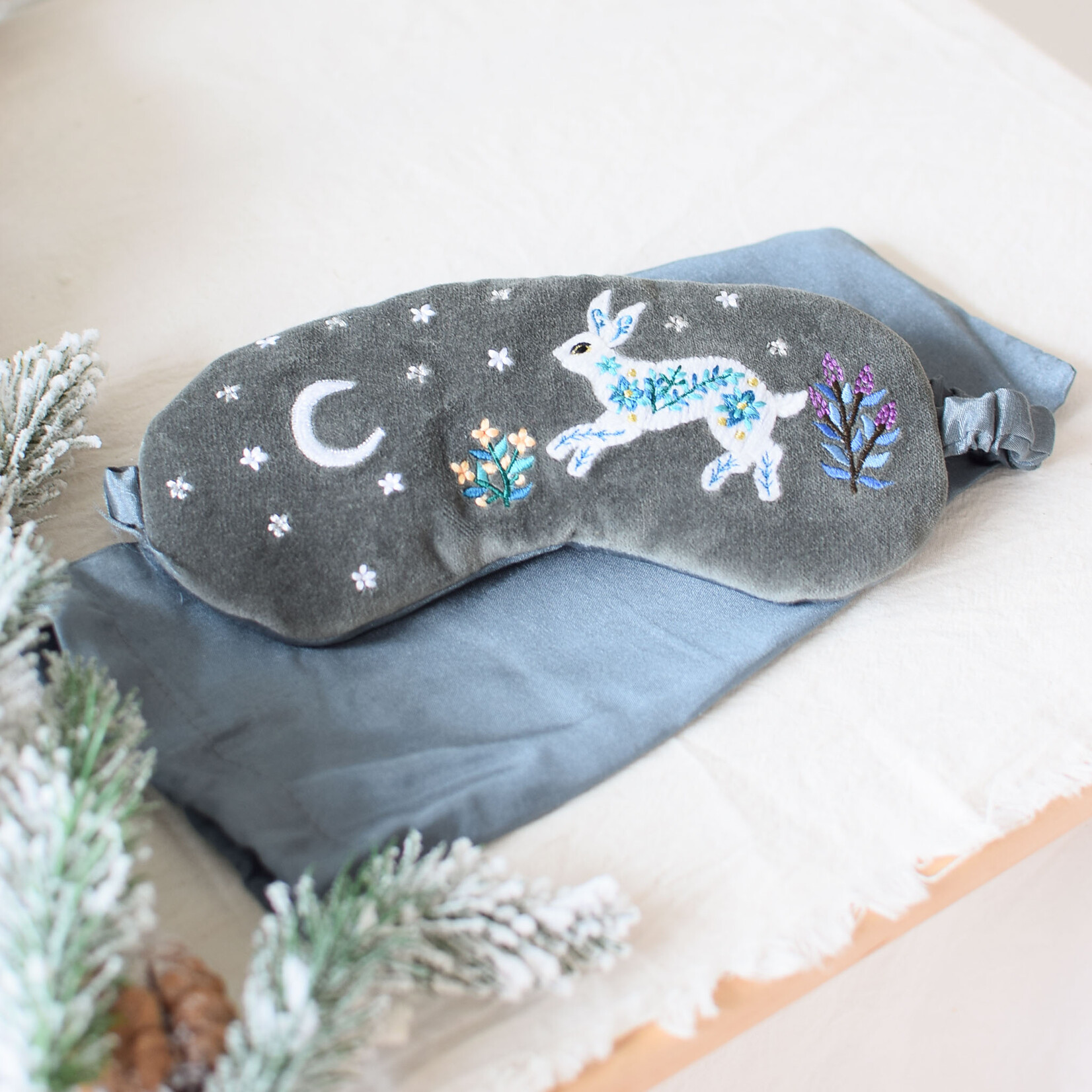 Masque de nuit velours et satin - Lapin