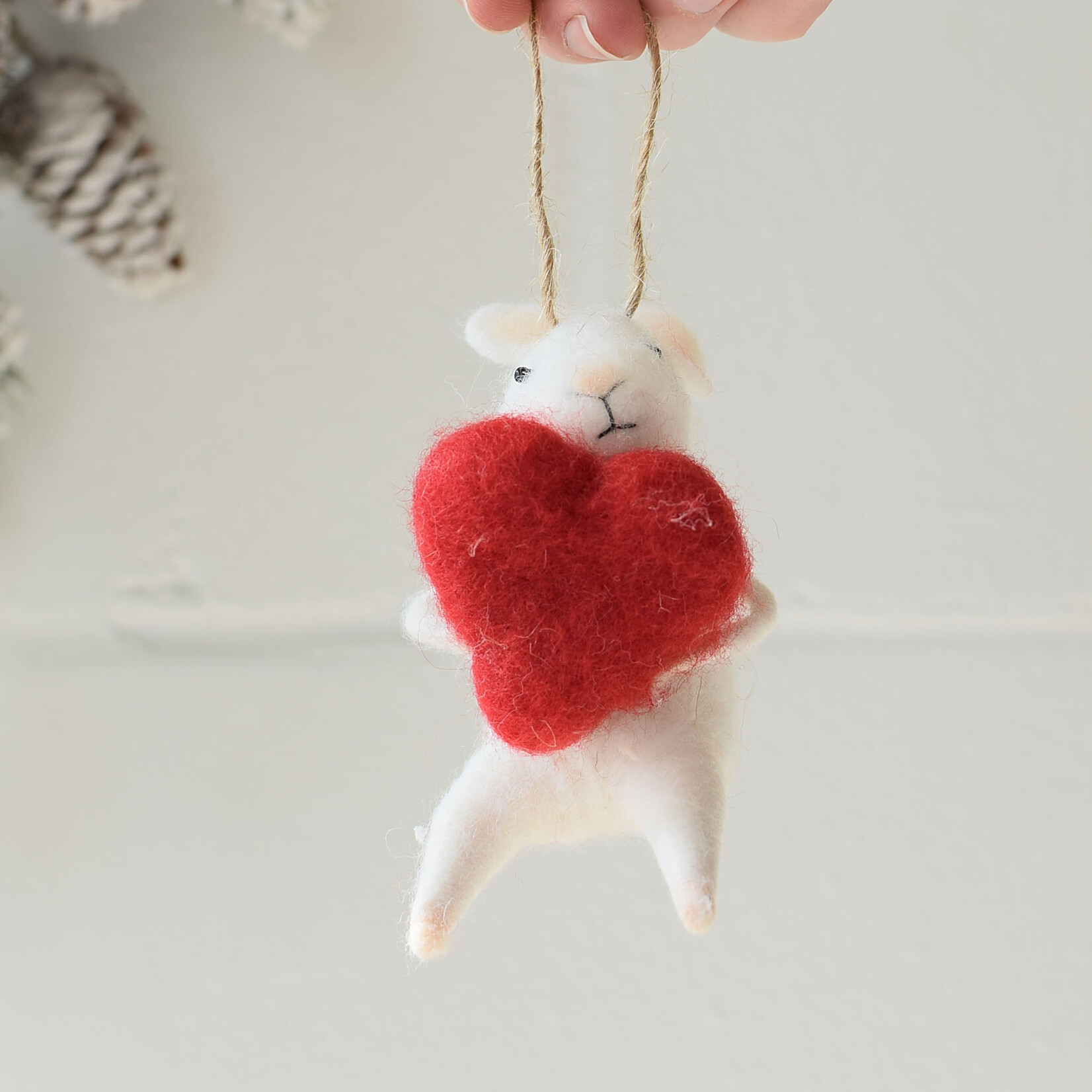 Ornement Souris grand coeur