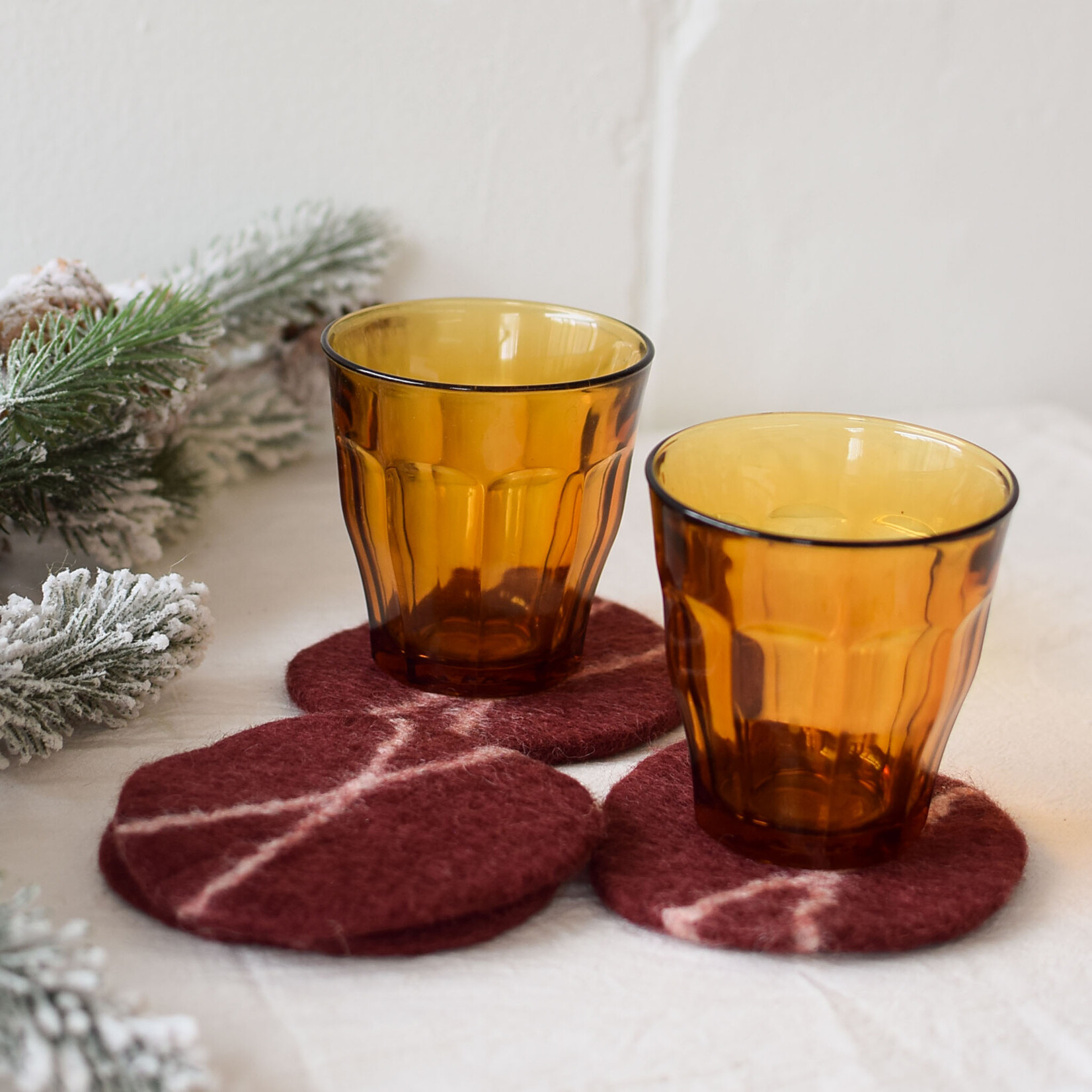 Sous-verres en laine (4) en forme de galets