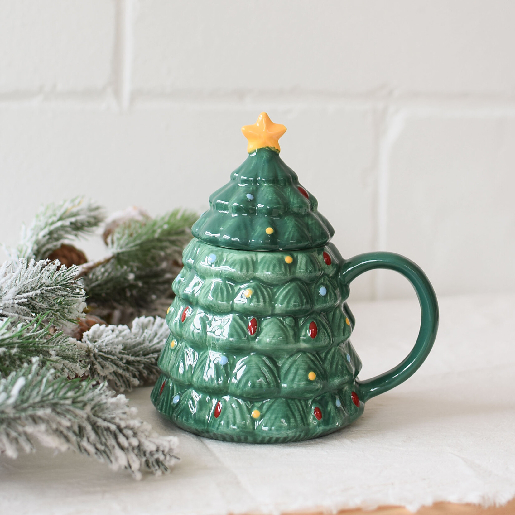 Mug Couvercle Sapin Vert