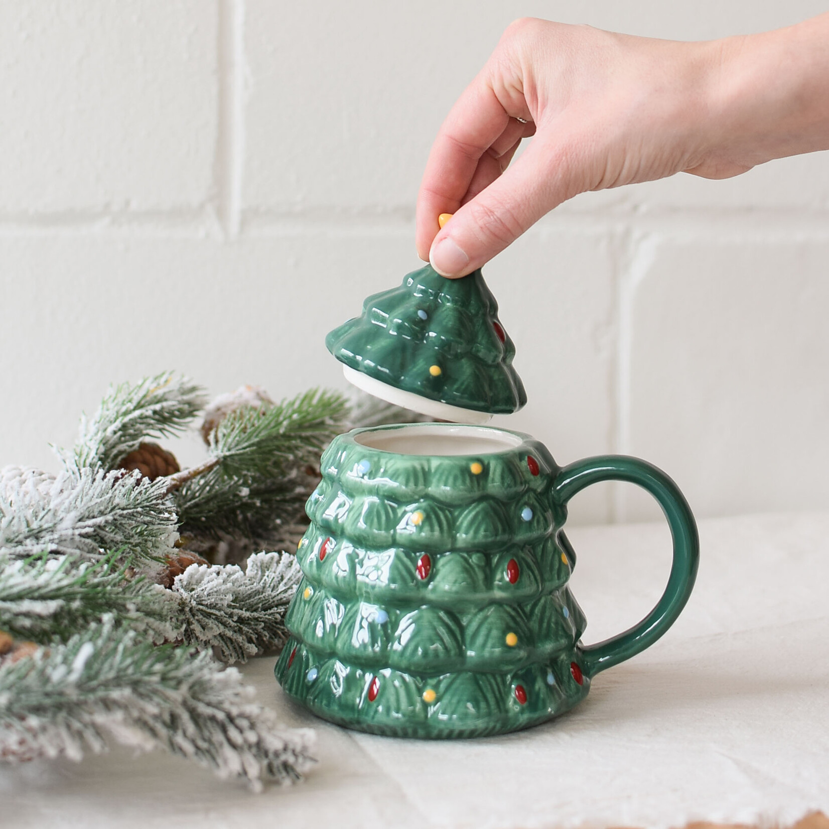 Mug Couvercle Sapin Vert