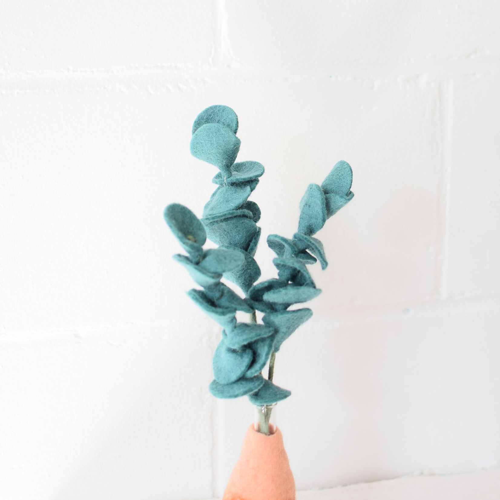 Fleur en laine Eucalyptus foncé