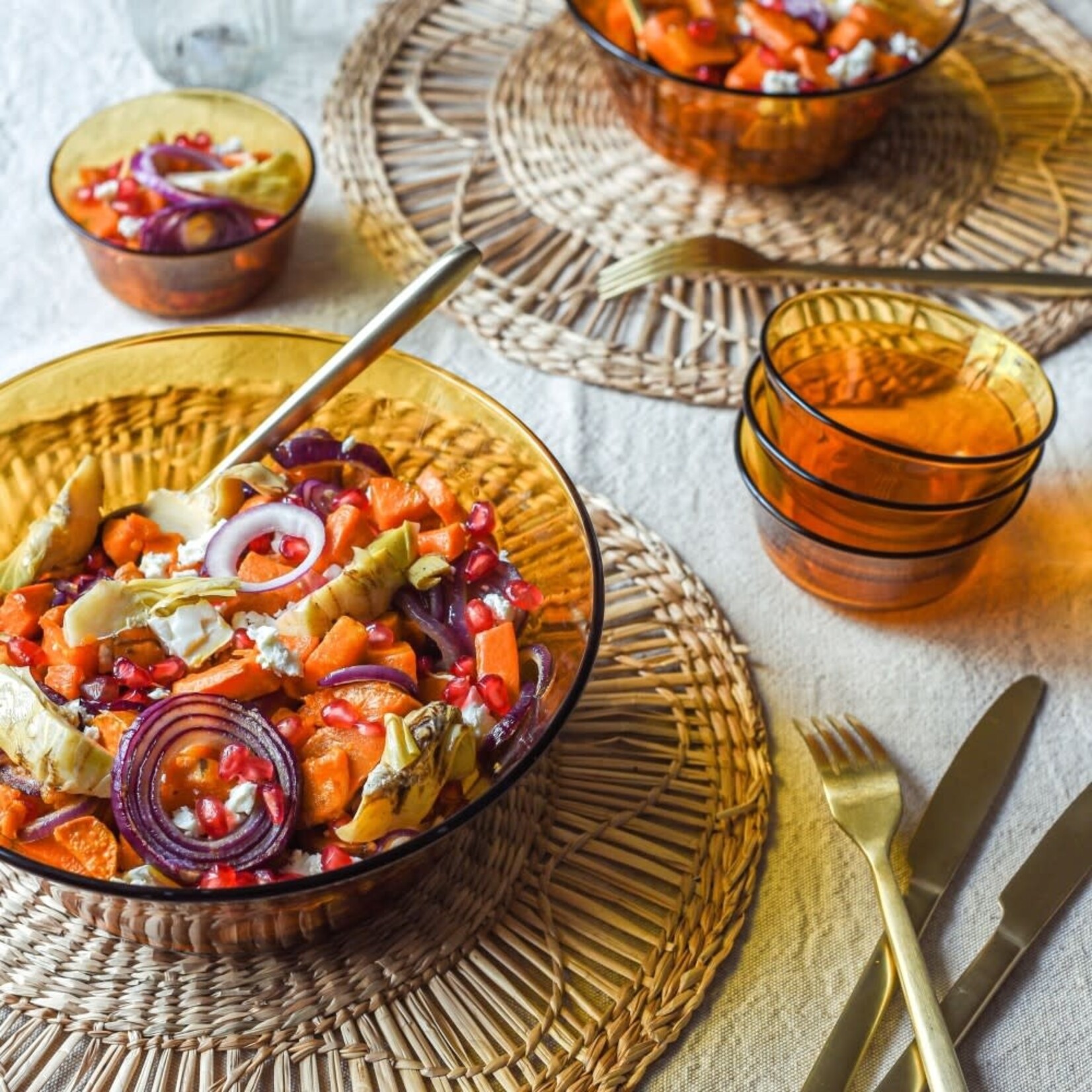 23 cm glass salad bowl - Amber