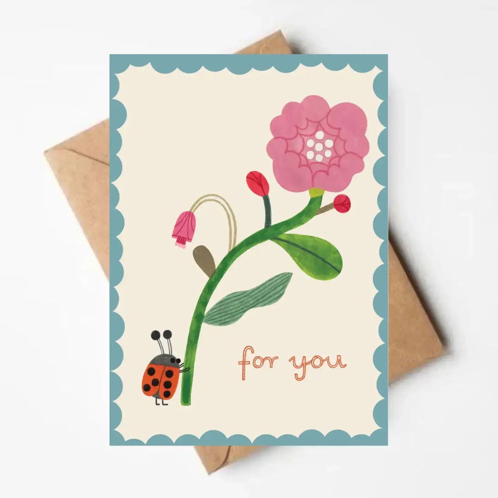 Carte de souhaits - Coccinelle & Fleur (anglais)
