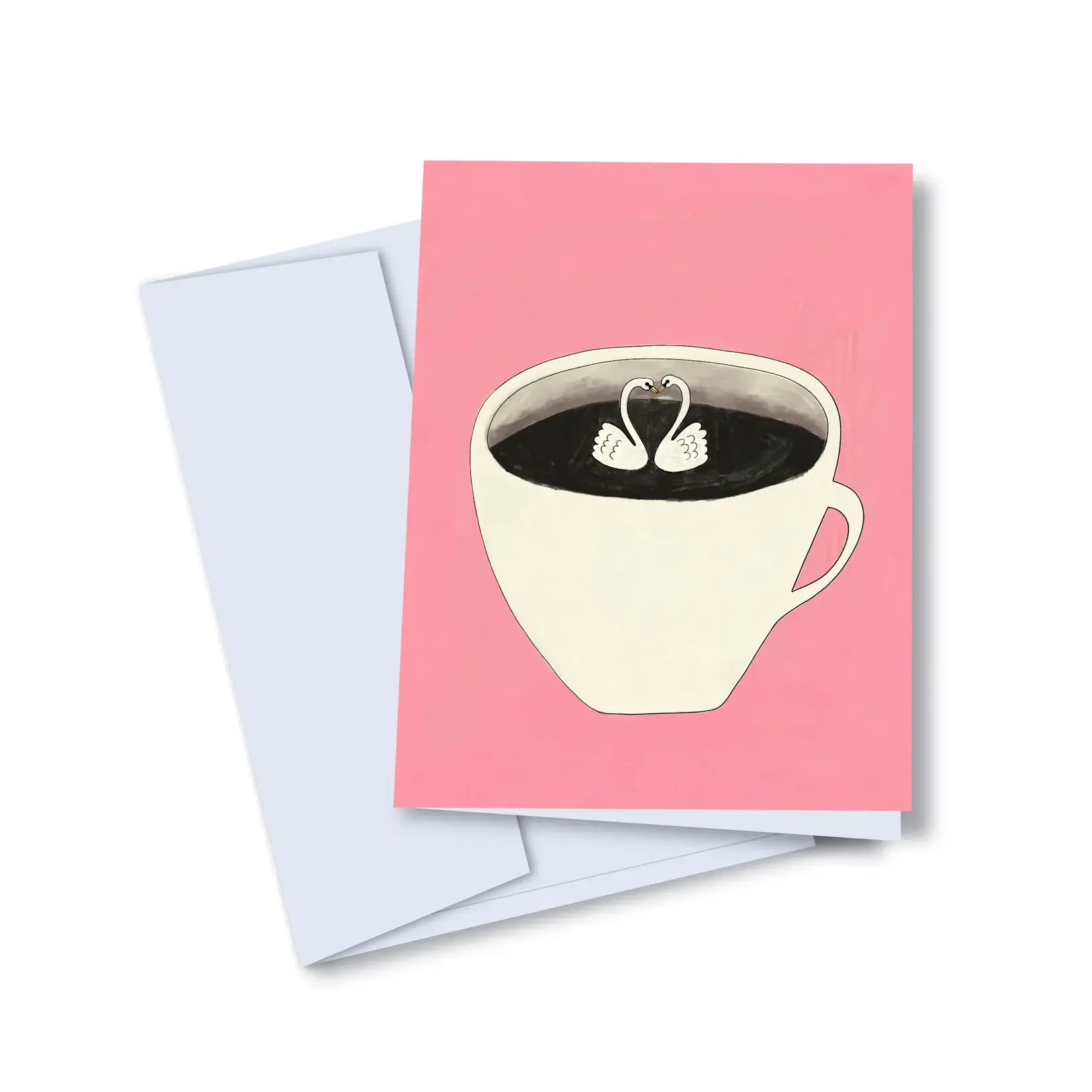 Carte de souhaits - Cygnes espresso