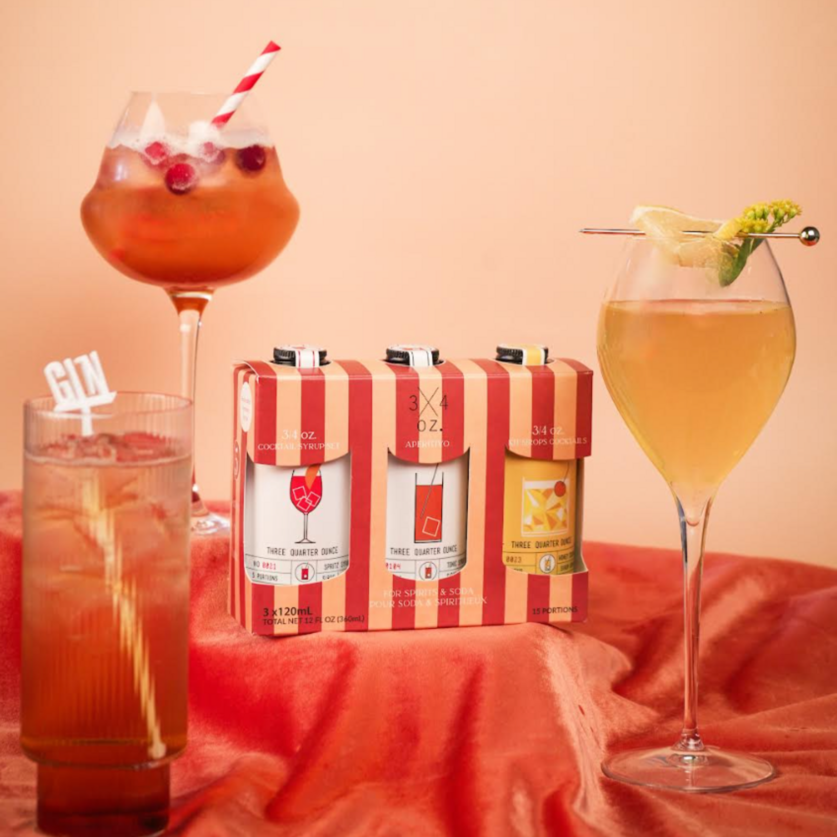 Trio of cocktail syrups - Honey Sour, Tonic, and Spritz