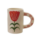 Red Tulip Mug - Checkered Handle
