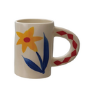 Hazel Mazel Yellow Flower Mug - Diamond-shaped handle