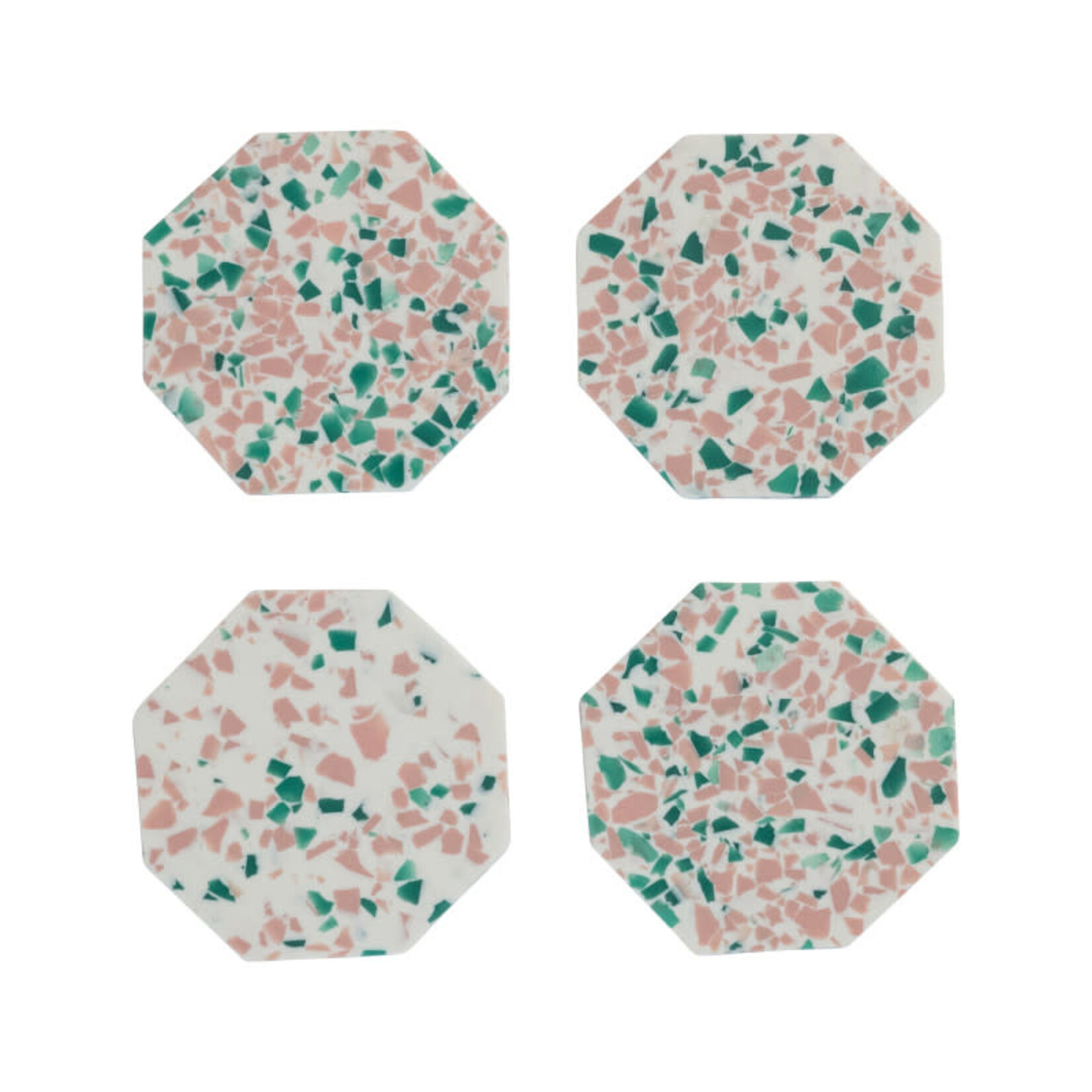 Sous verres Terrazzo en résine - Vert et Rose