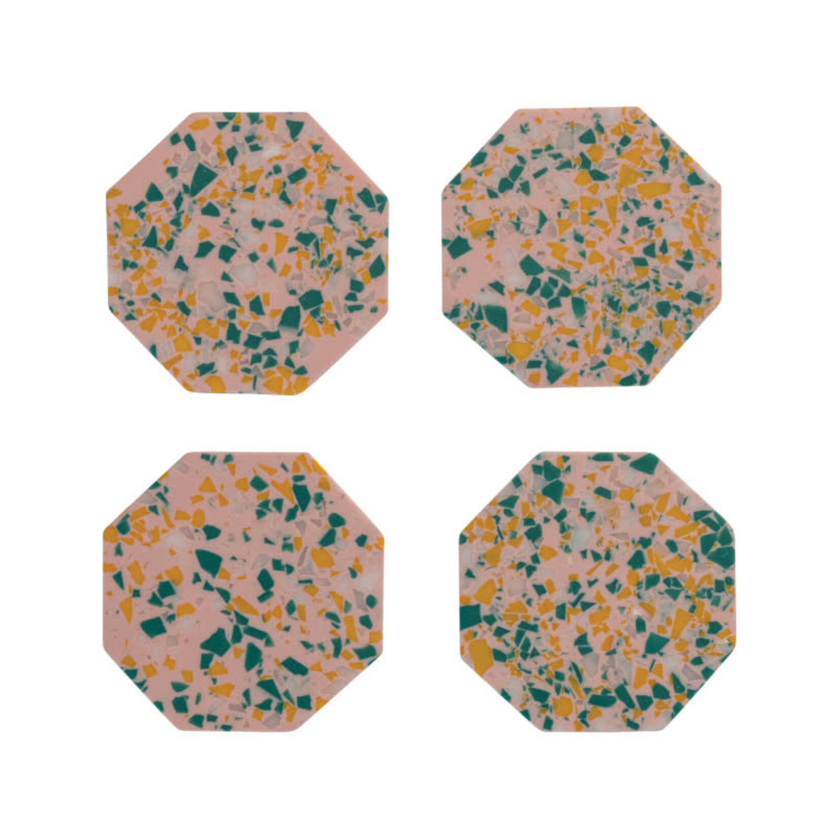 Sous verres Terrazzo en résine - Jaune et Rose