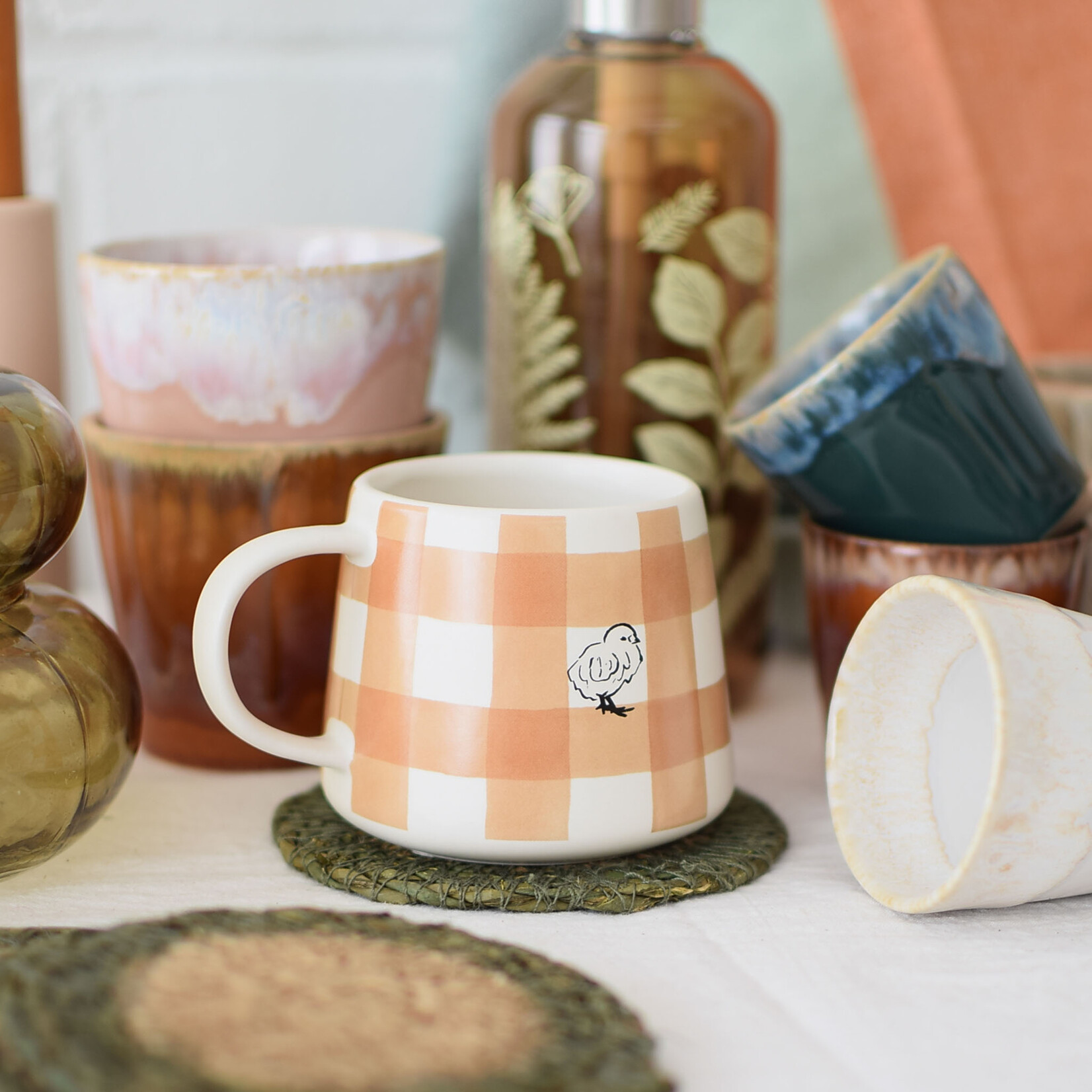 Mini Chick checkered mug