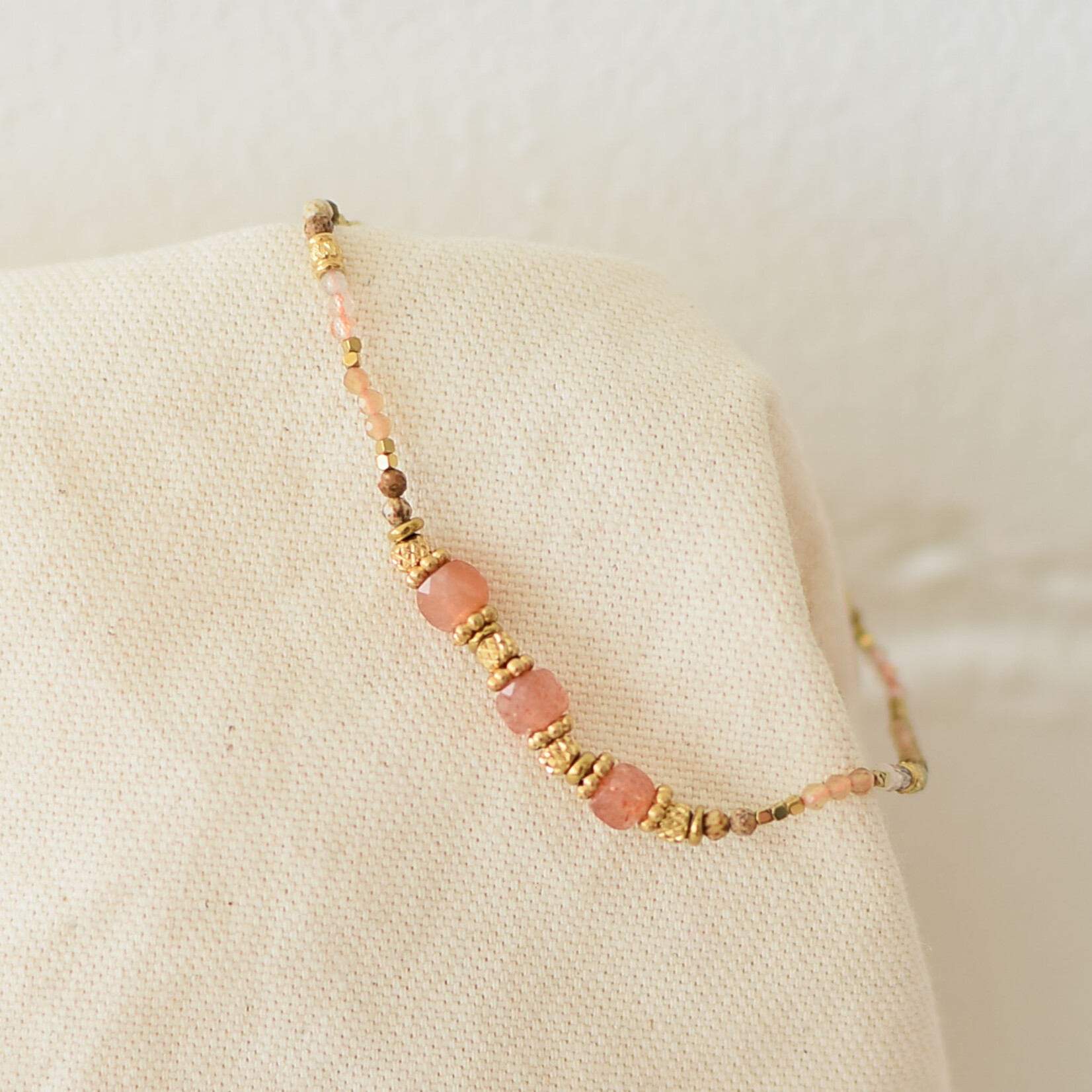 Gemstone, stainless steel bracelet