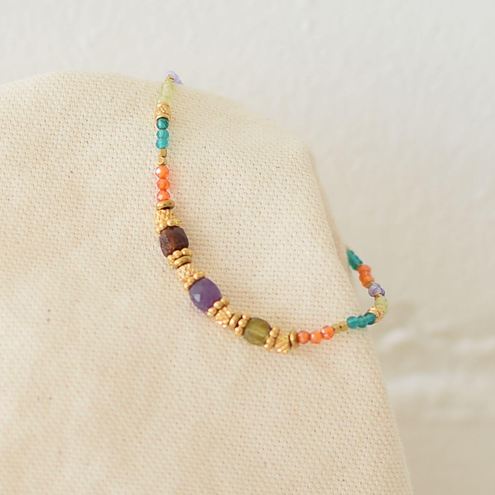 Gemstone, stainless steel bracelet