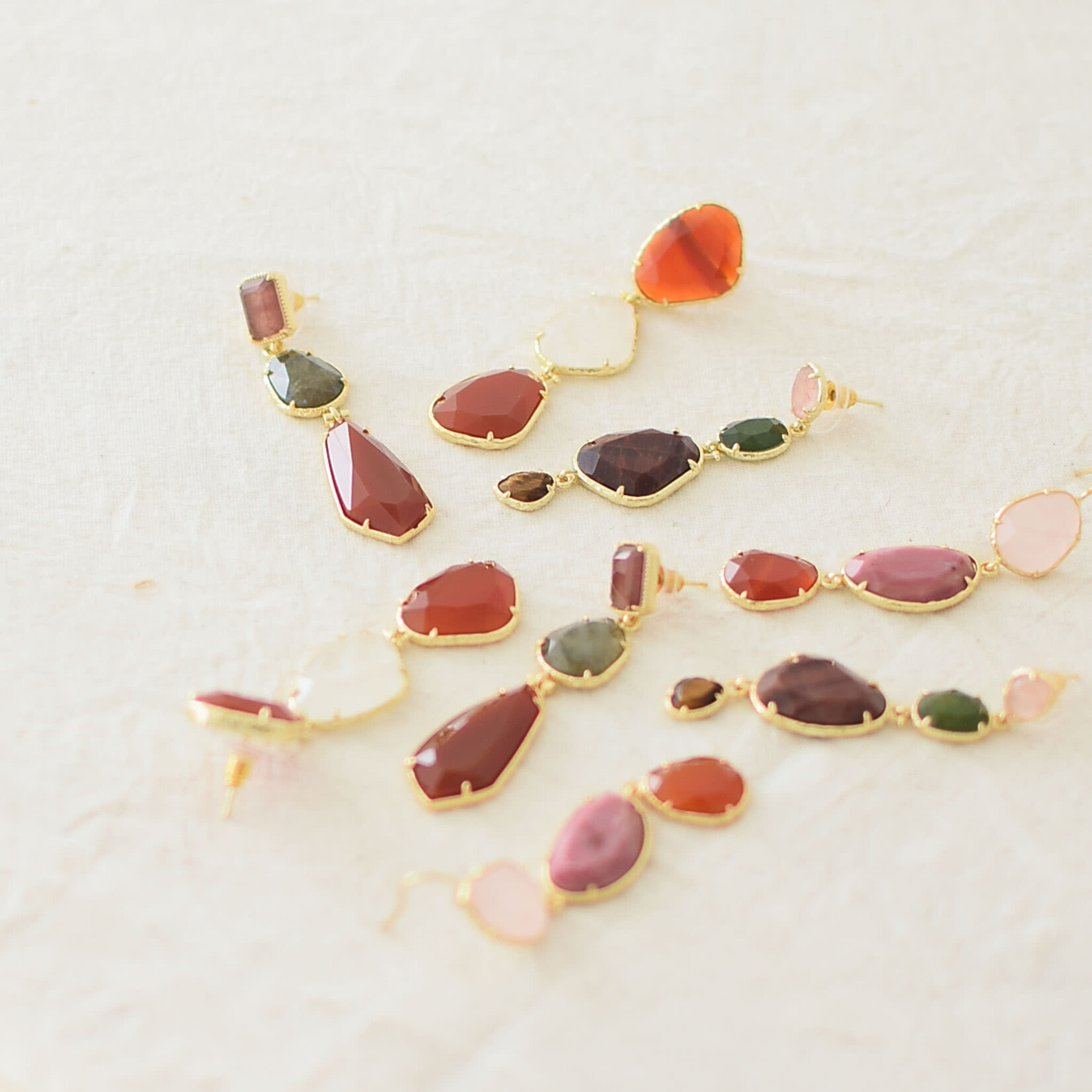 3 Stone drop earrings (stainless steel)