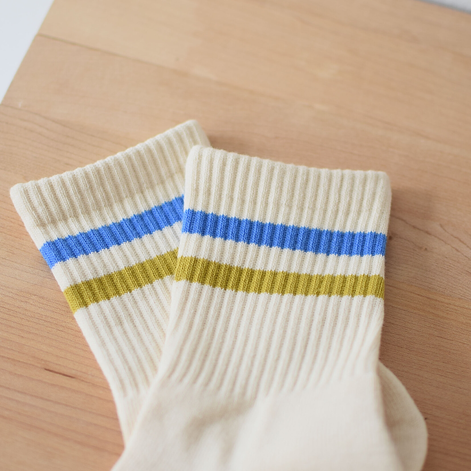 Chaussettes Gym rayées Bleues et jaunes