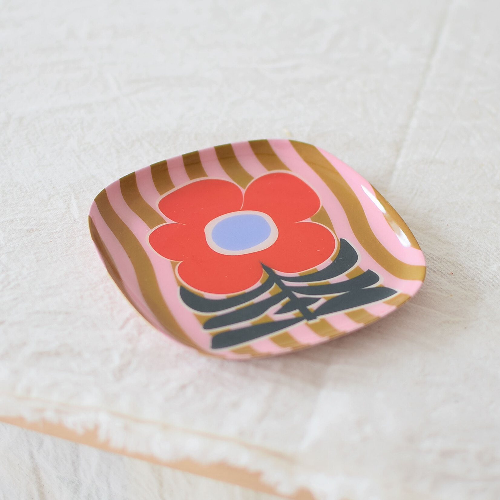 Petit plateau émaillé 10cm - Coquelicot