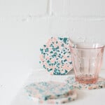 Sous verres Terrazzo en résine - Vert et Rose