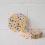 Sous verres Terrazzo en résine - Jaune et Rose