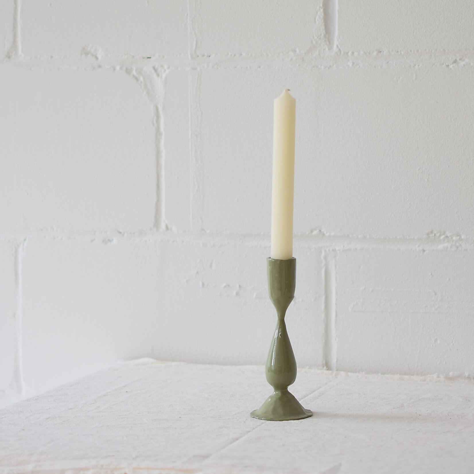 Enameled Metal Candle Holder - 14cm