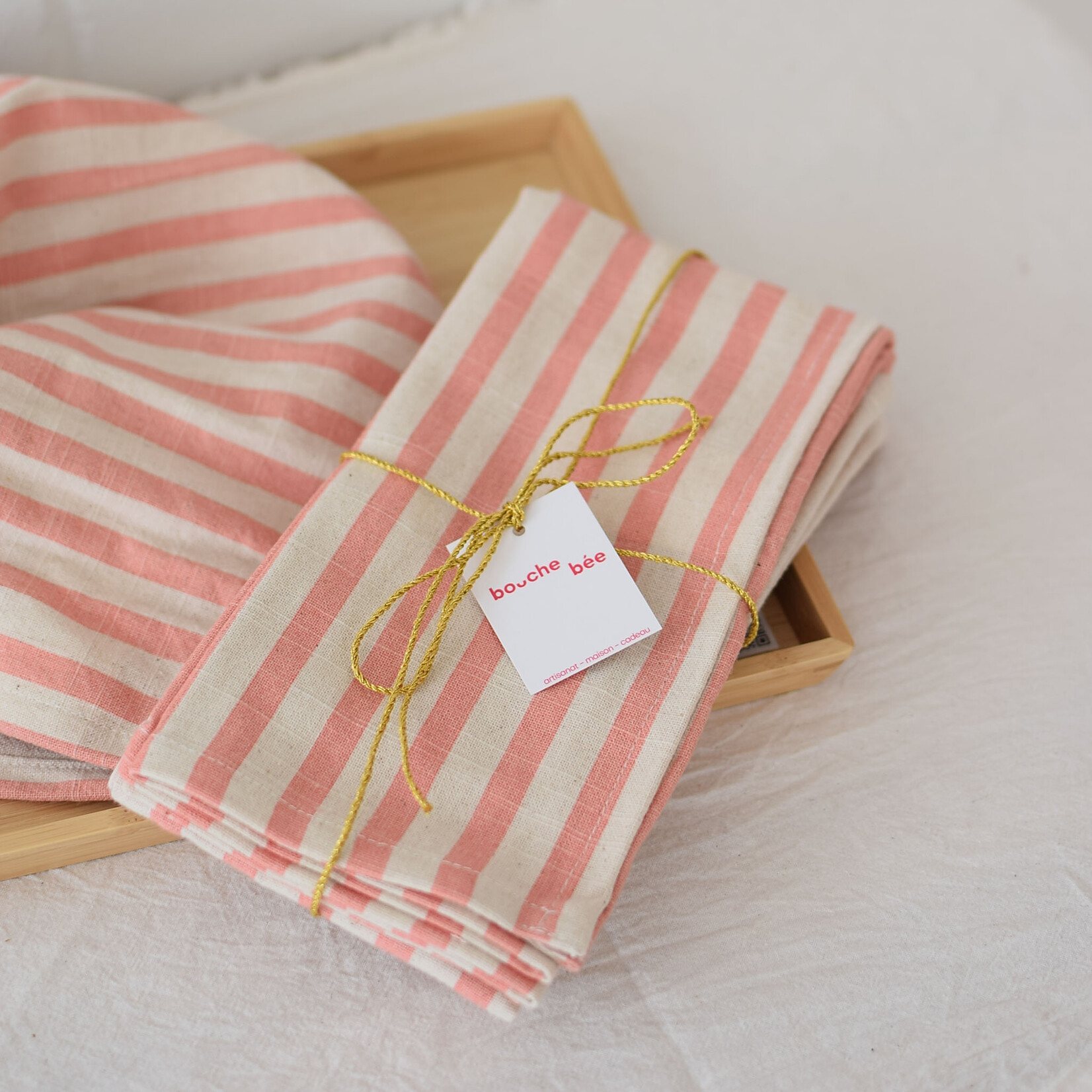 Striped napkins x4 - Pink
