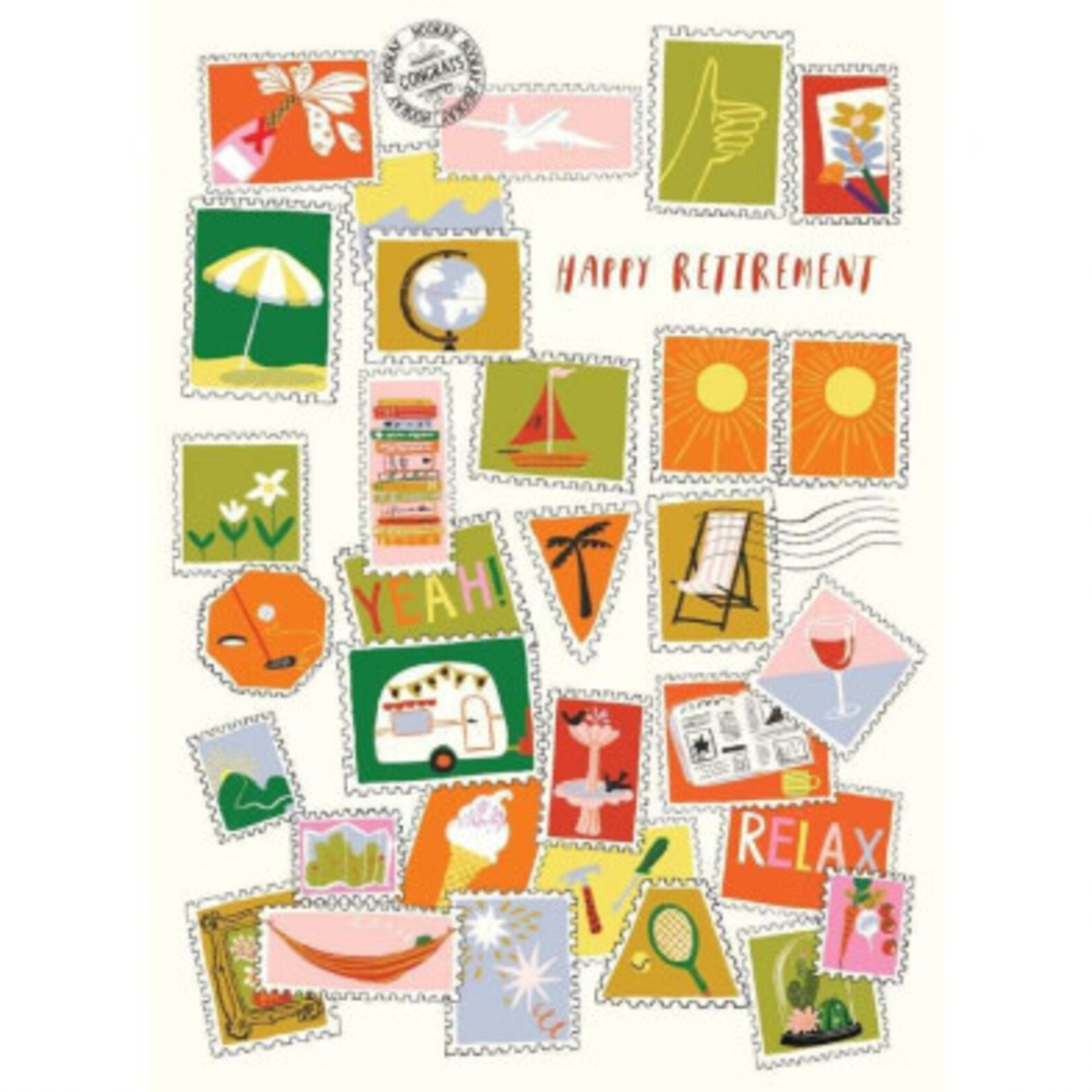 Jolly Awesome Carte de souhaits - Timbres de retraite (anglais)