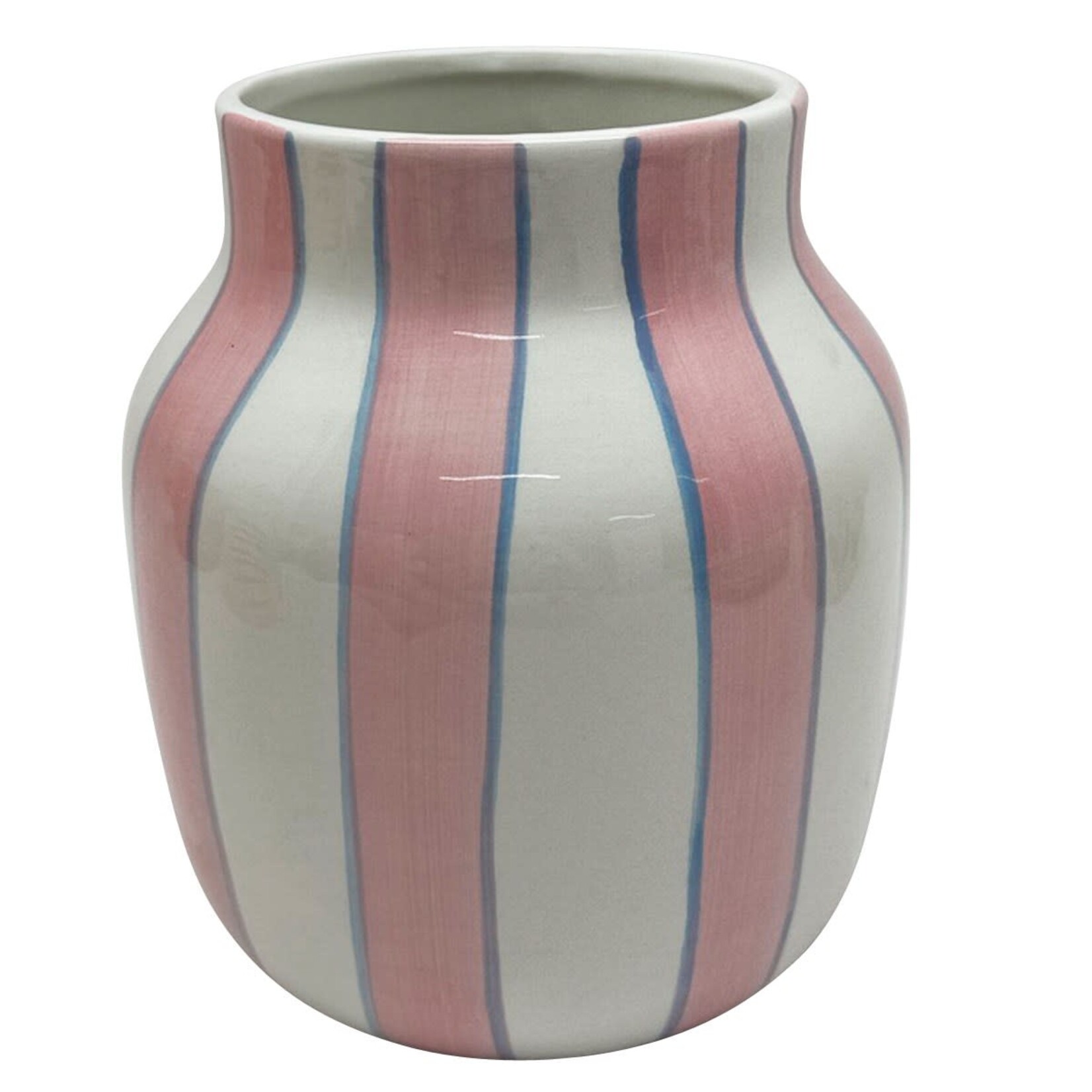 Pink striped vase 16.5cm