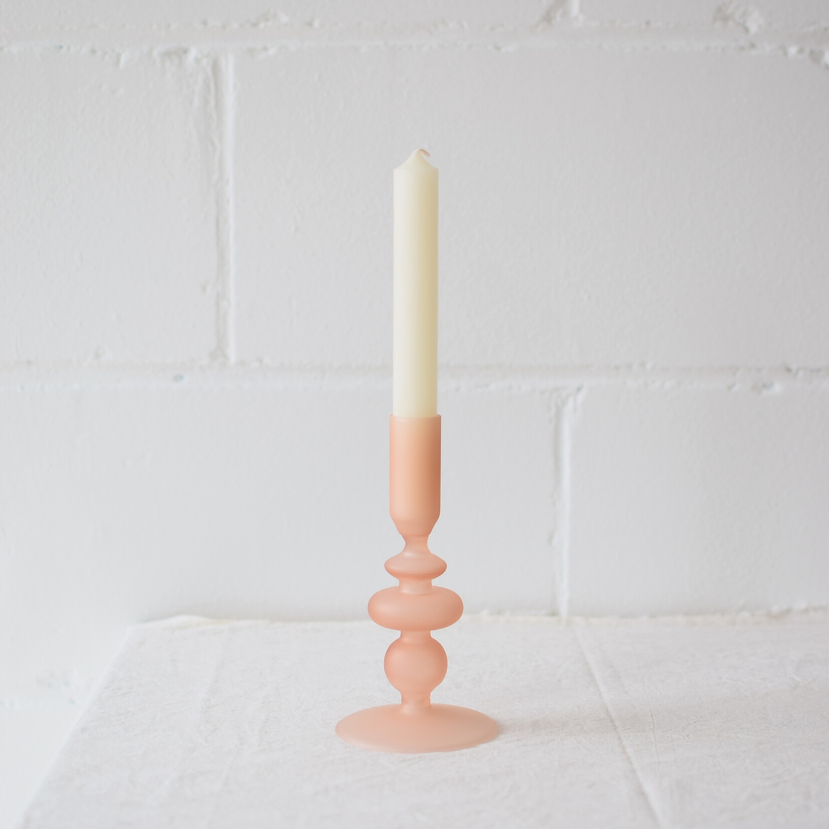 Frosted glass candleholder - Nude (2 sizes)