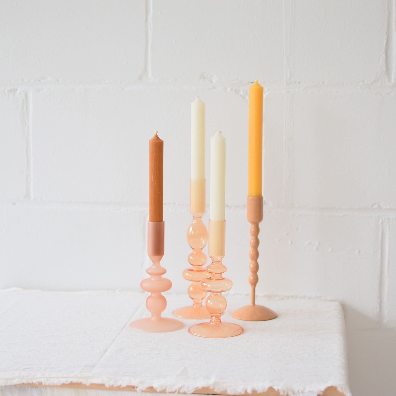 Frosted glass candleholder - Nude (2 sizes)